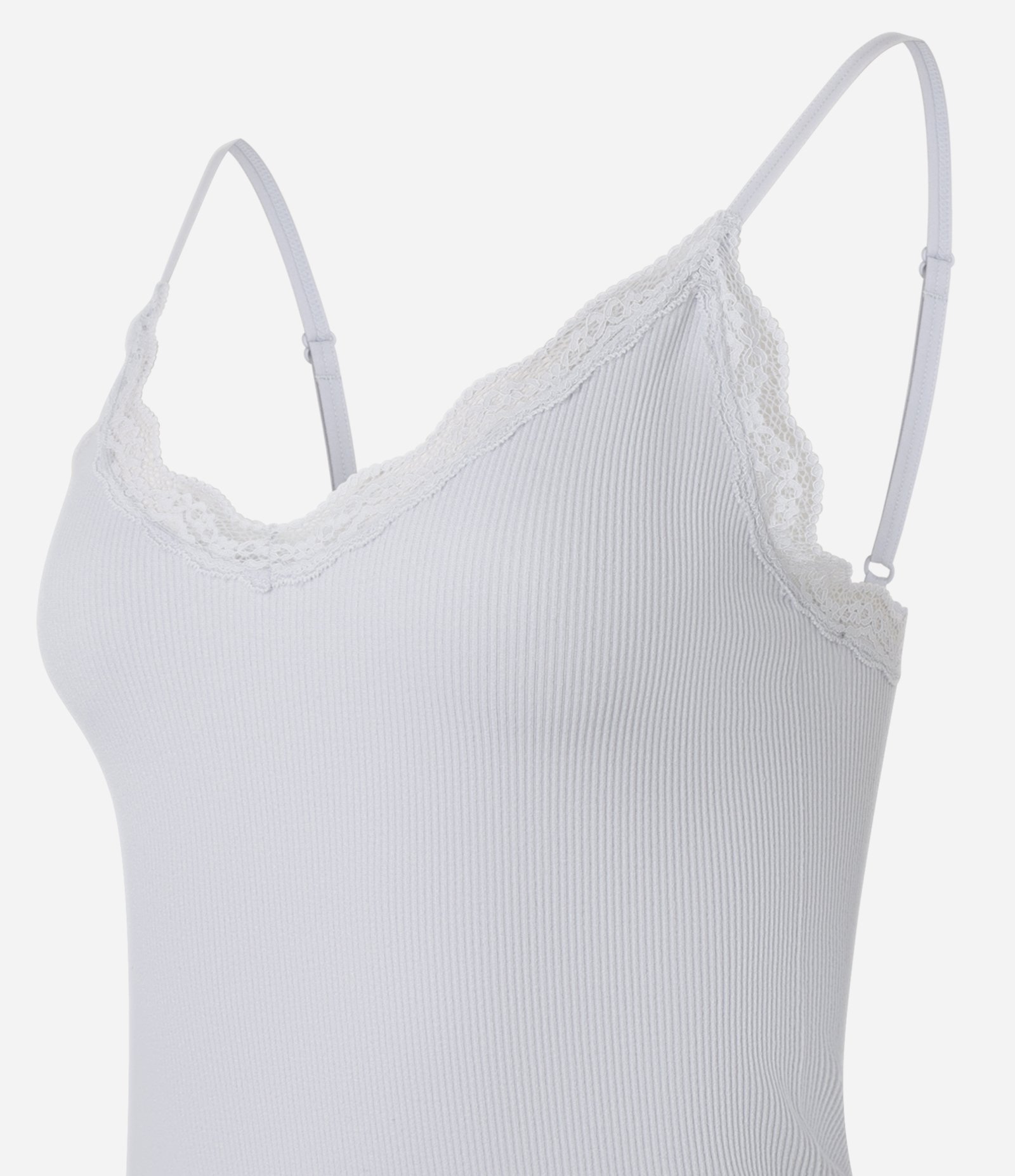 Blusa de Pijama Alcinha Seamless com Renda no Decote Azul 4