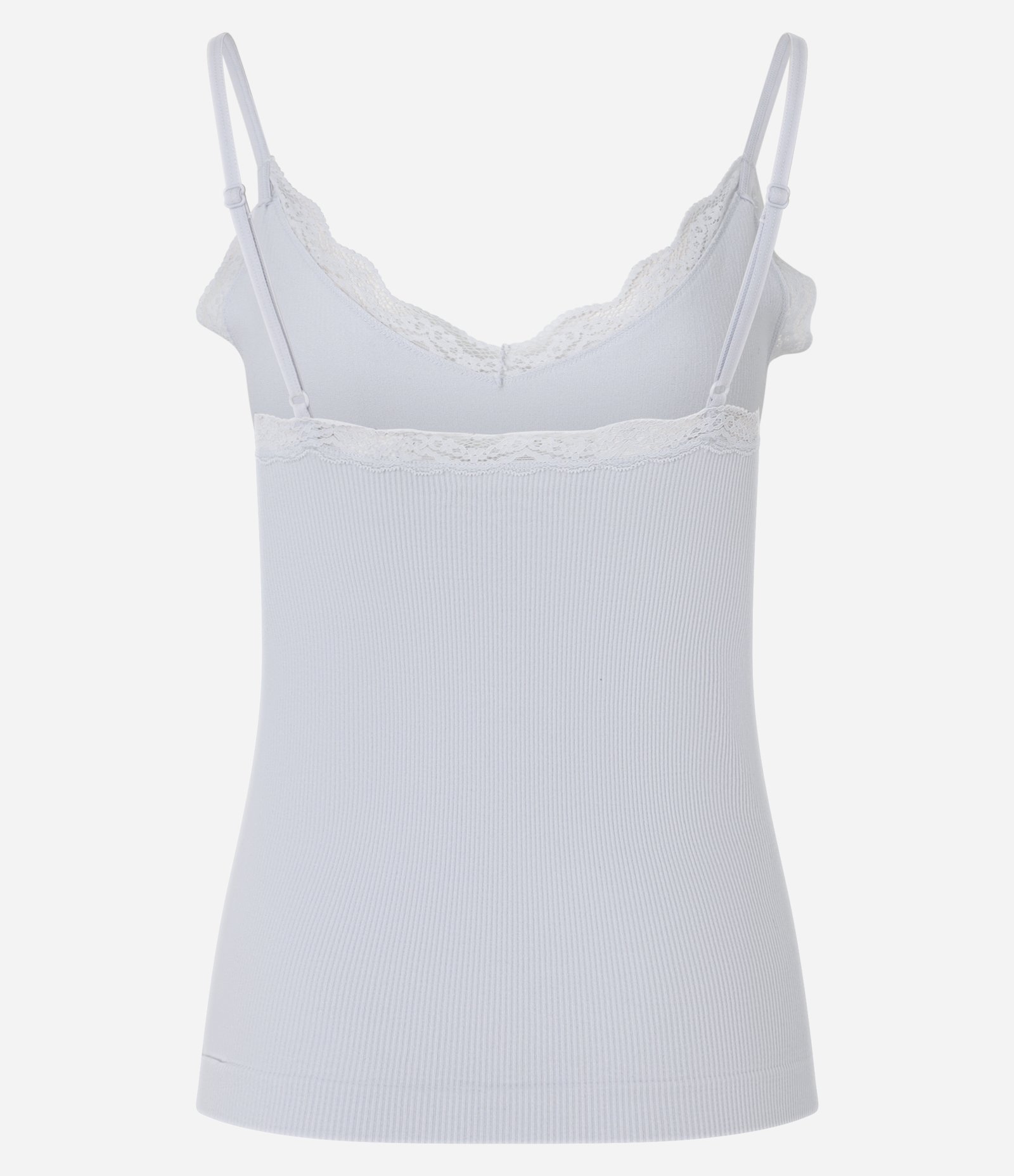 Blusa de Pijama Alcinha Seamless com Renda no Decote Azul 5