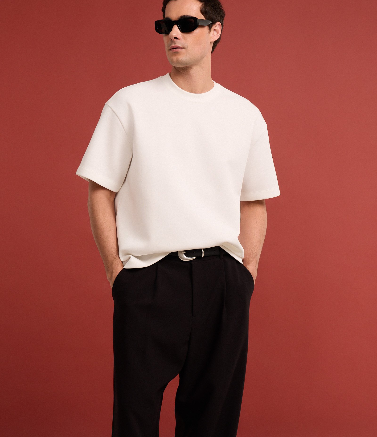 Camiseta Boxy Tech em Malha Pesada Off White 5