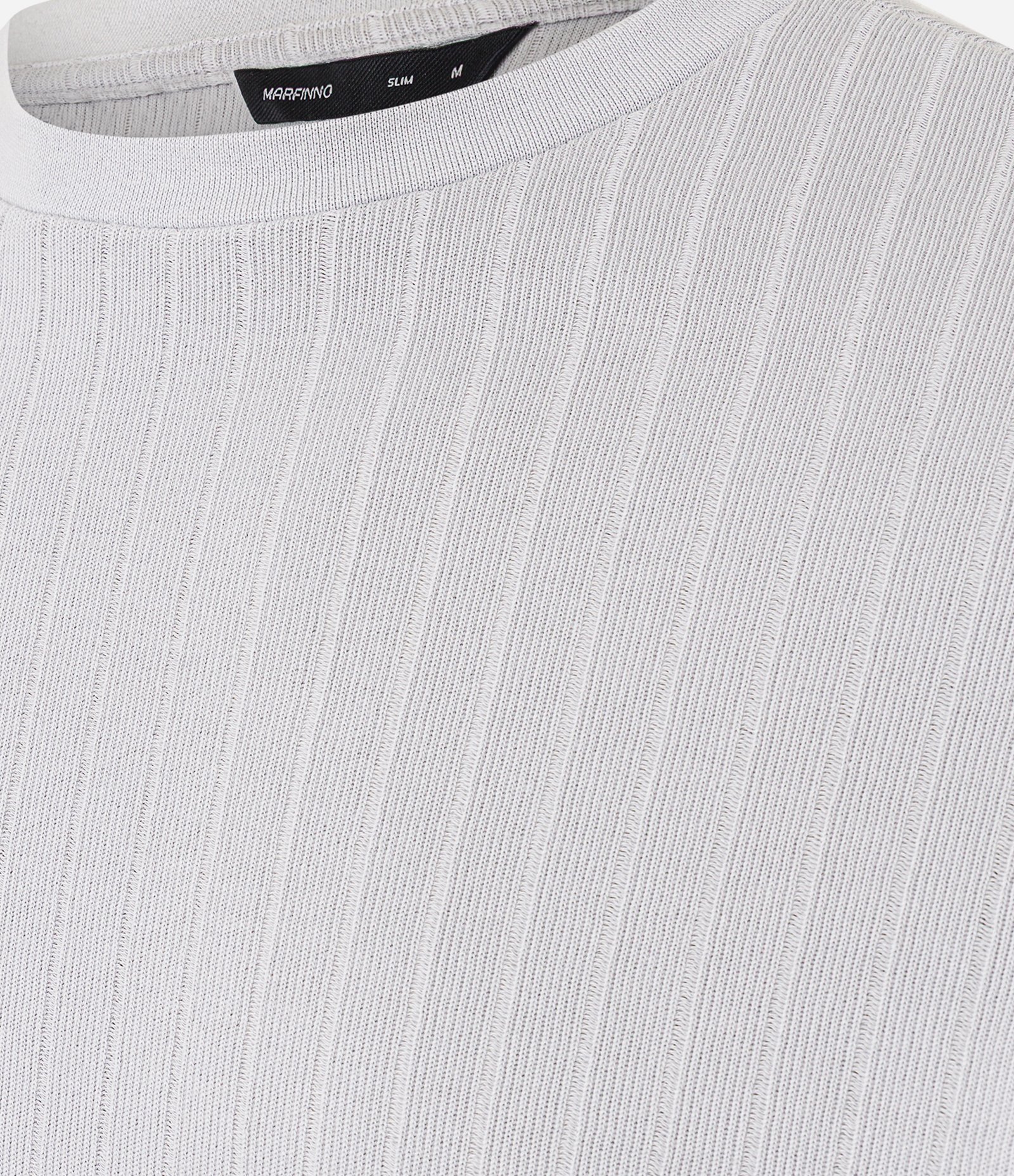 Camiseta Slim em Algodão com Textura Canelada Cinza 5