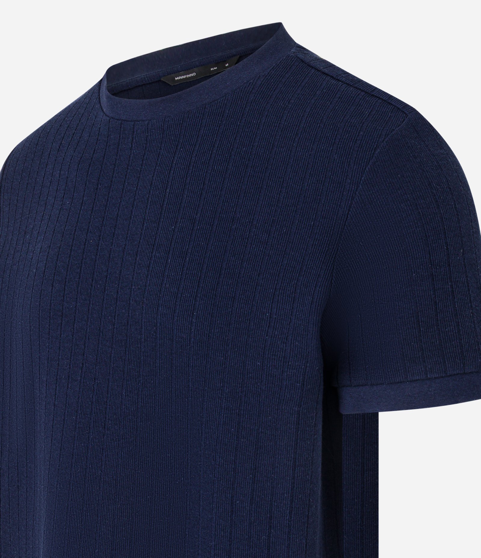 Camiseta Slim em Algodão com Textura Canelada Azul 6