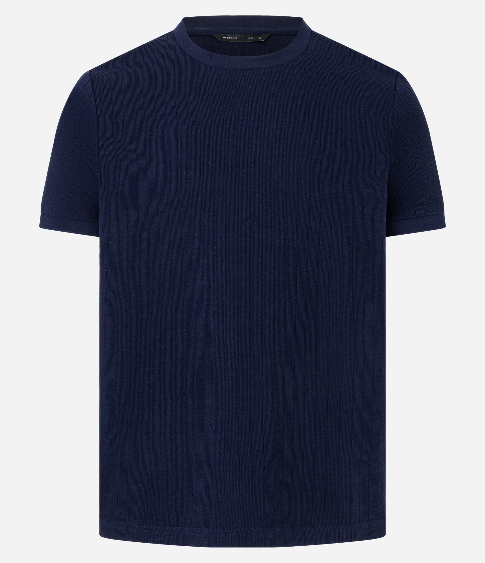 Camiseta Slim em Algodão com Textura Canelada Azul 7