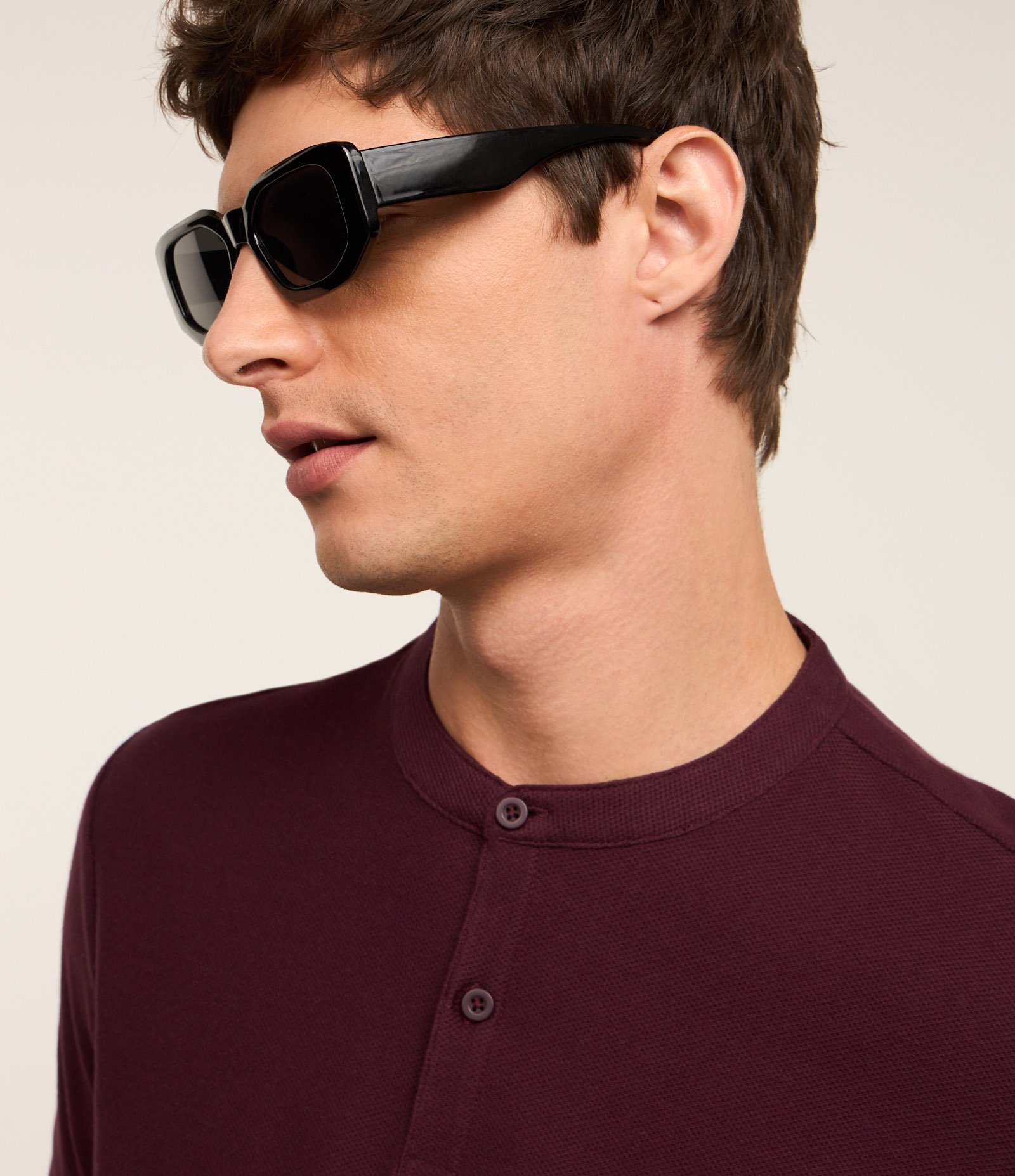 Camisa Polo Slim em Piquet Texturizado Roxo Escuro 4