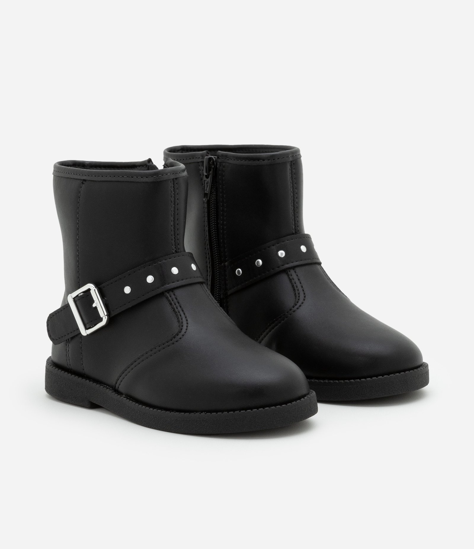 Bota Infantil em PU com Tira e Fivela - Tam 20 ao 25 Preto 1