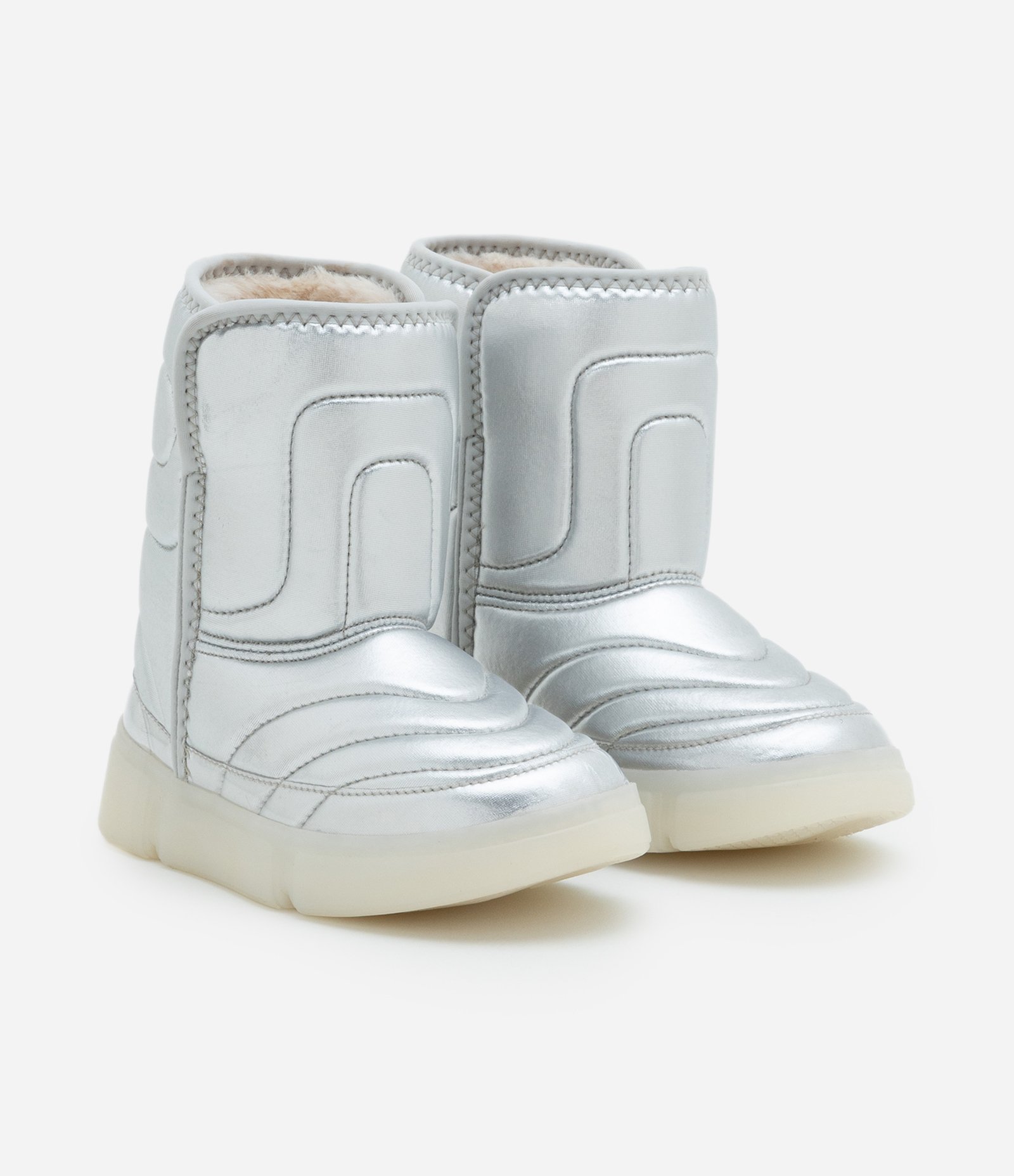 Bota Infantil com Forro de Pelinho e Sola LED - Tam 20 ao 30 Prata 2