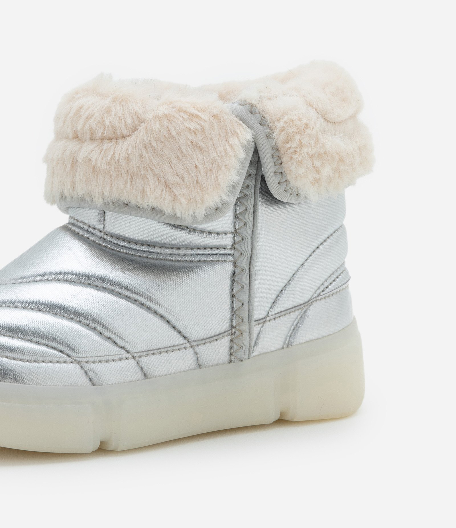 Bota Infantil com Forro de Pelinho e Sola LED - Tam 20 ao 30 Prata 3