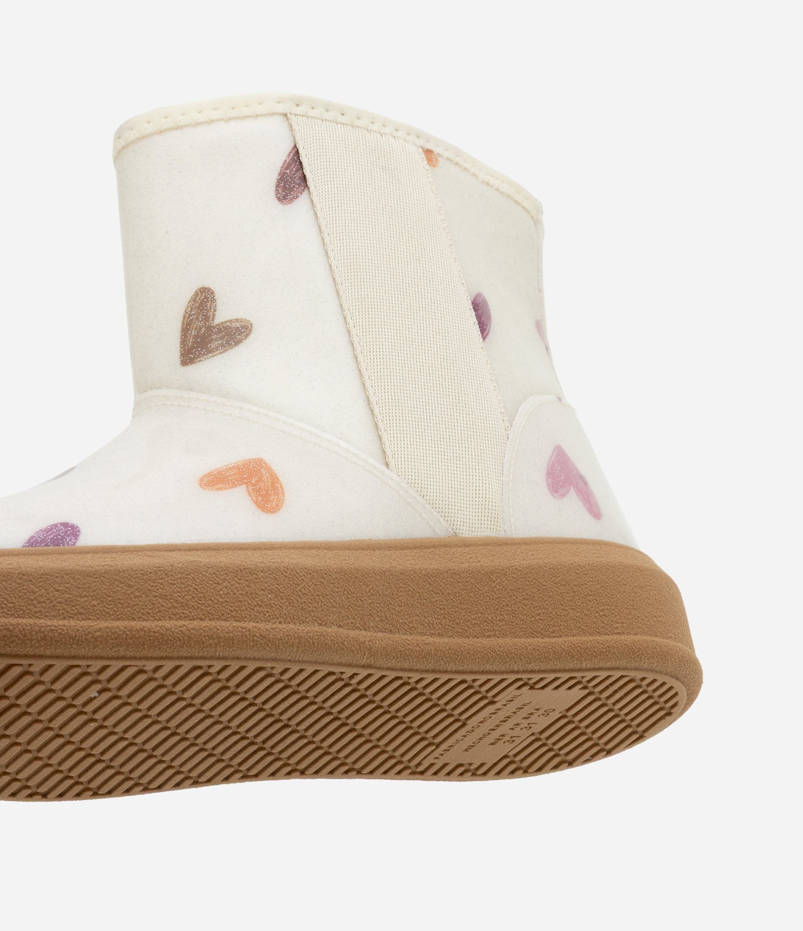 Bota Infantil com Forro Peludinho e Estampa Corações - Tam 28 a 36 Bege 3