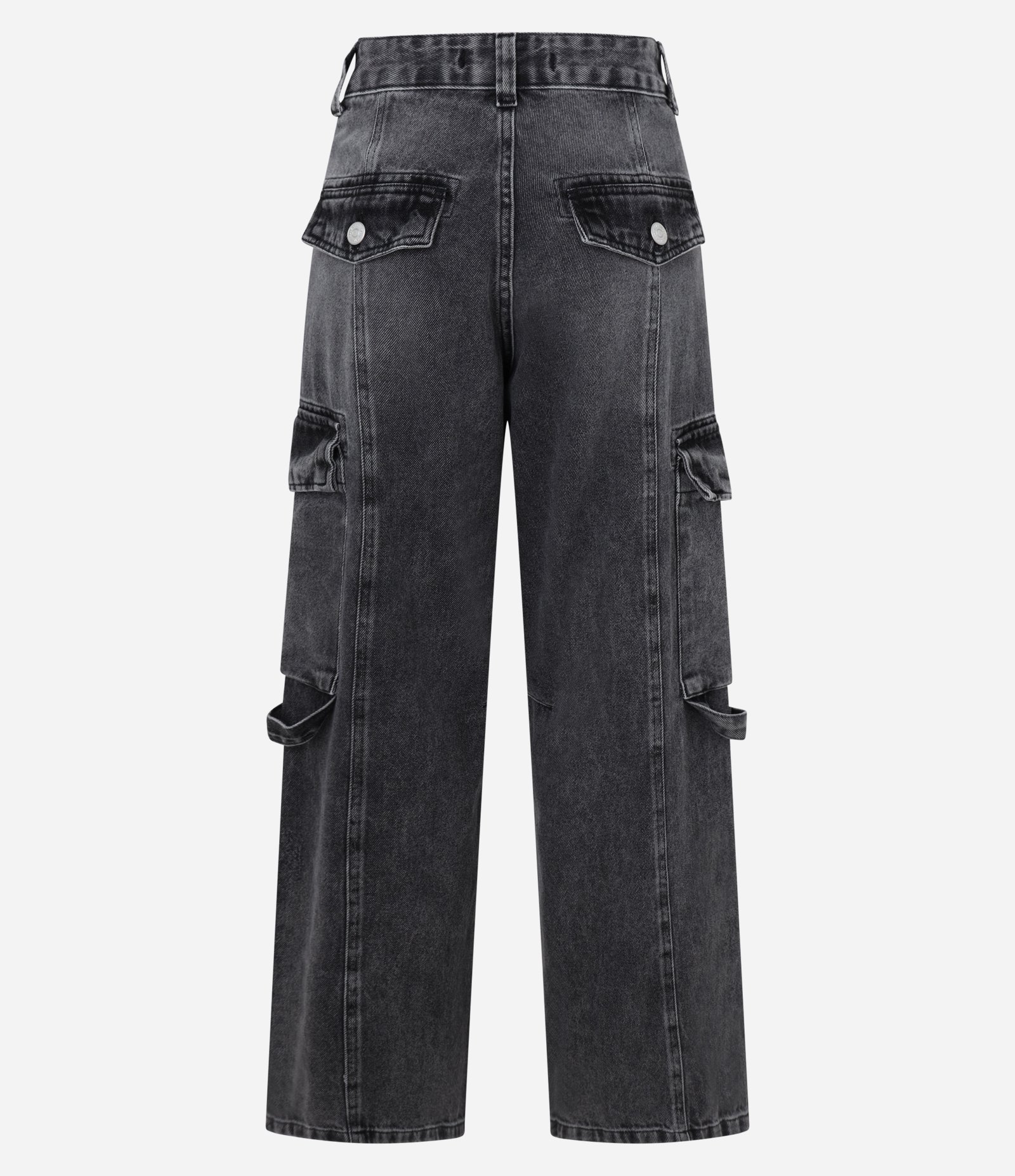 Calça Reta em Jeans com Recorte Frontal e Bolsos Cargo 7