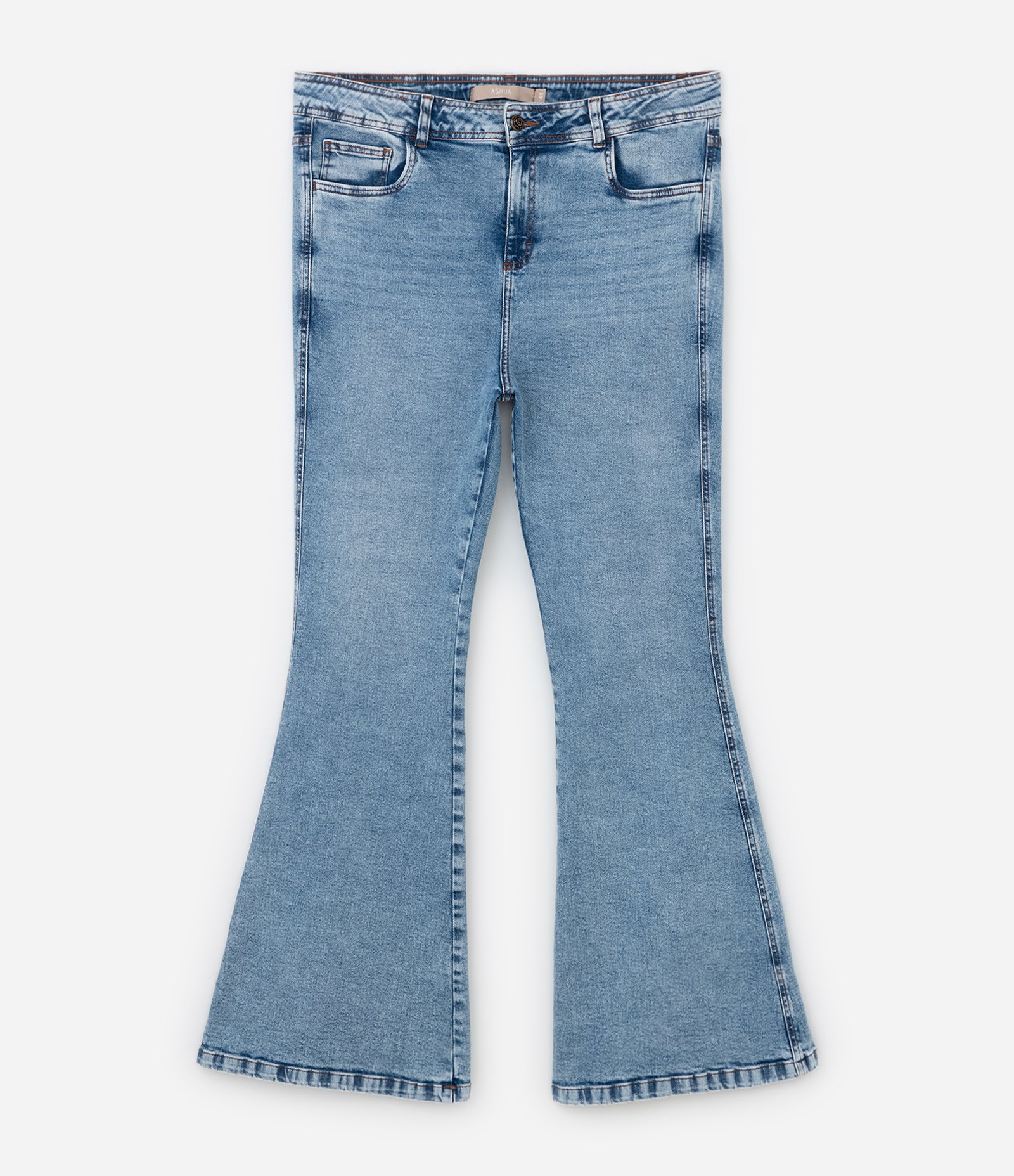 Calça Flare em Jeans com Elastano Curve & Plus Size Azul 6