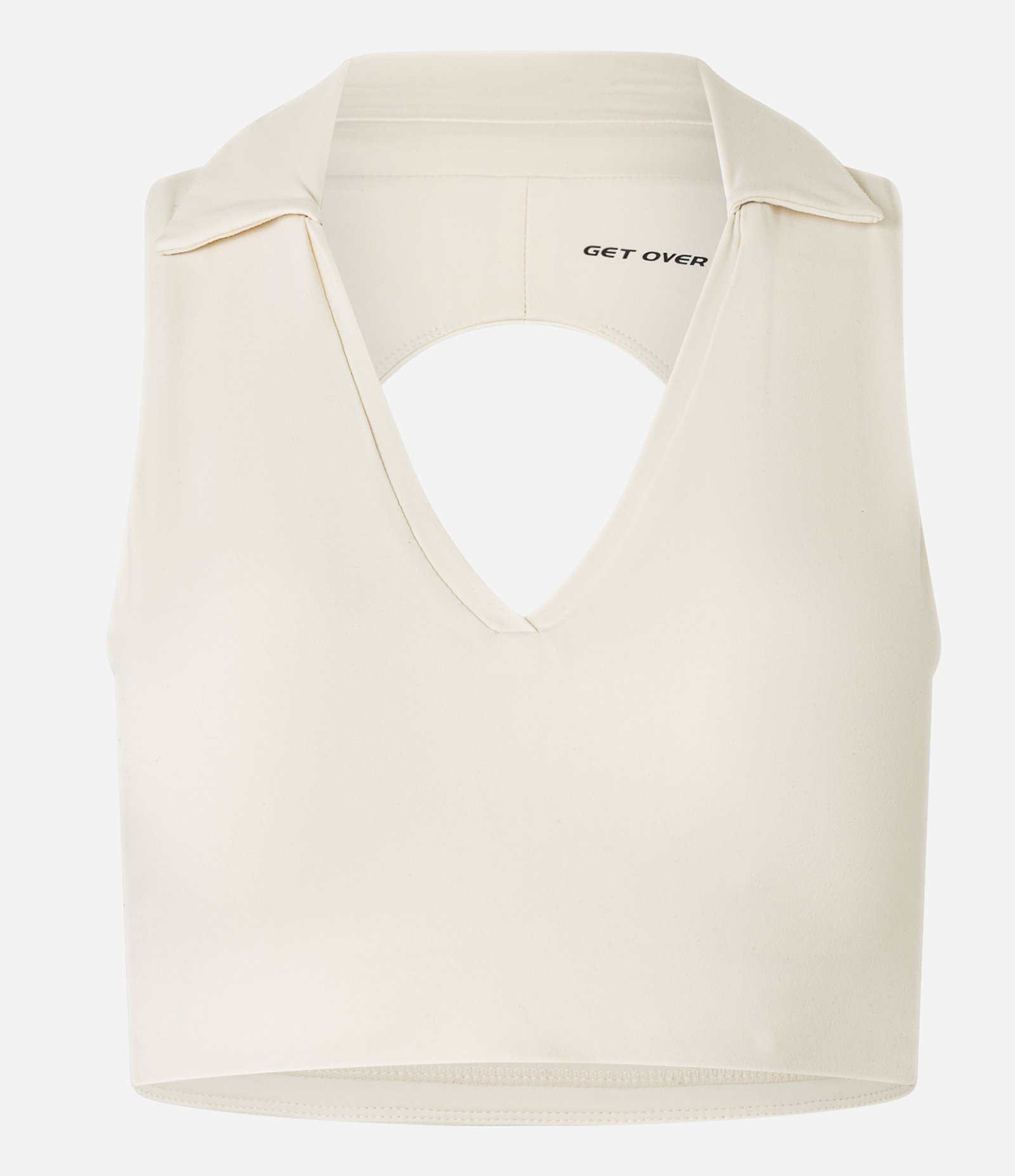 Top sem Bojo Esportivo em Microfibra com Gola Polo e Abertura nas Costas Off White 5