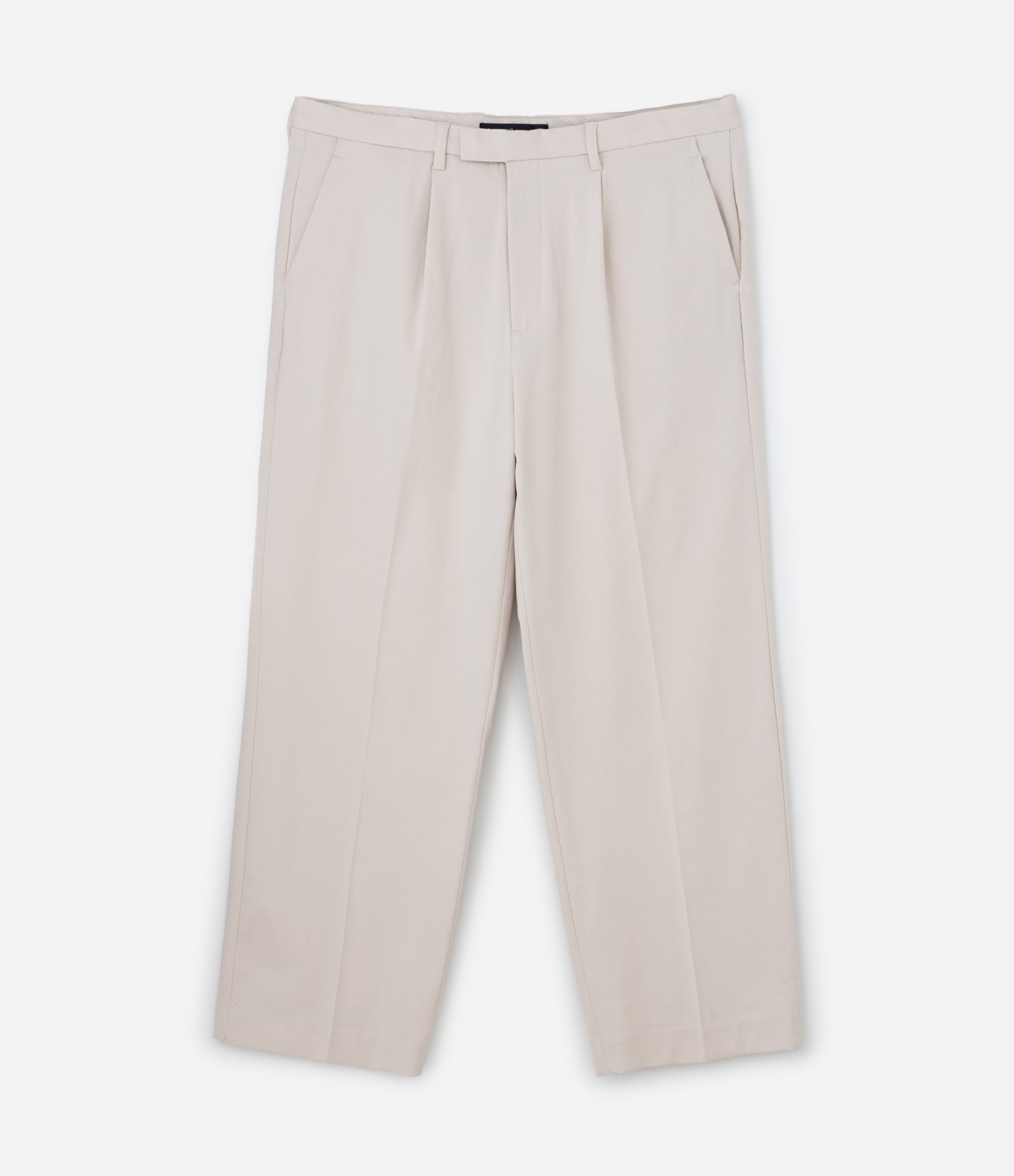 Calça Wide Leg com Bolso e Friso Alfaiatada Bege 5