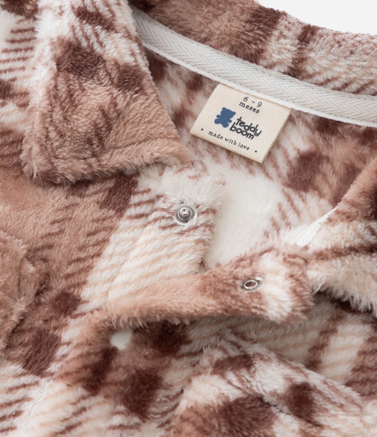 Jaqueta Infantil em Fleece com Estampa Xadrez e Bolsinhos - Tam 3 a 18 meses Marrom 5