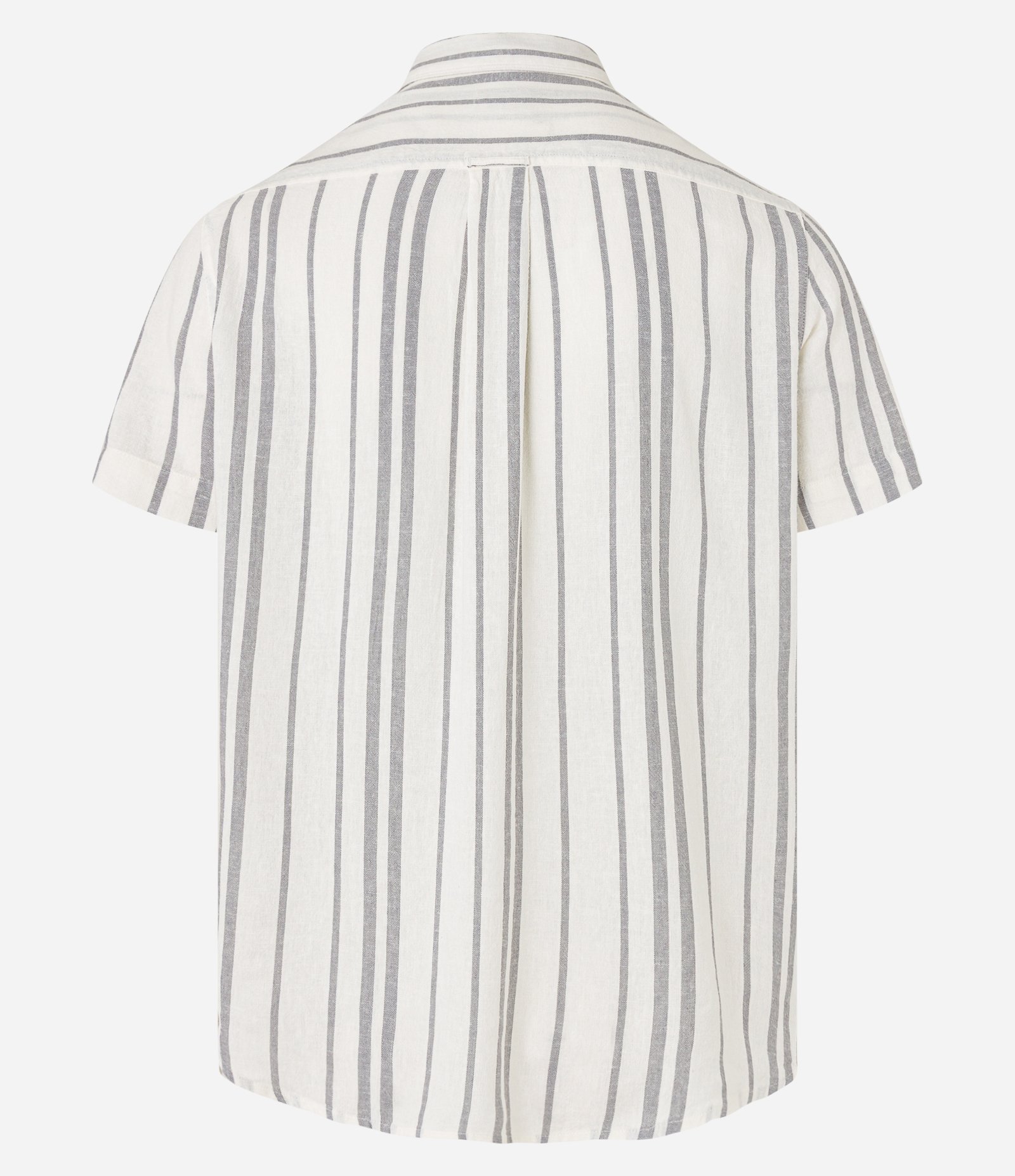Camisa Comfort em Linho com Estampa Listrada Bege 6