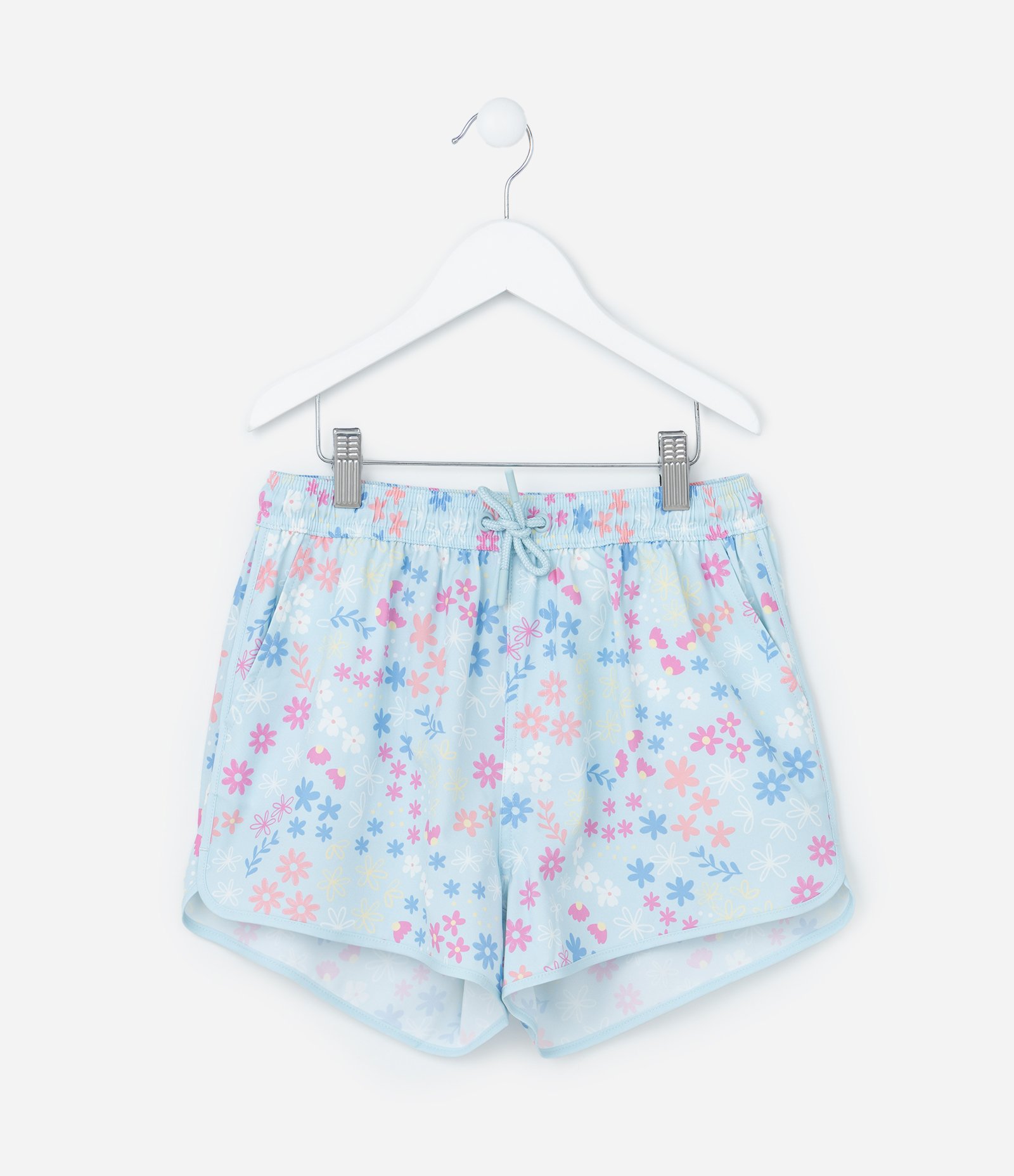 Short Infantil em Microfibra com Estampa Floral - Tam 5 a 14 Anos Azul 1