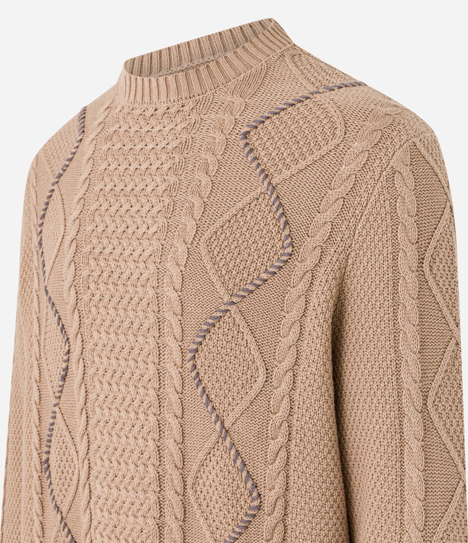 Suéter em Algodão com Textura e Detalhe Manual Marrom 6