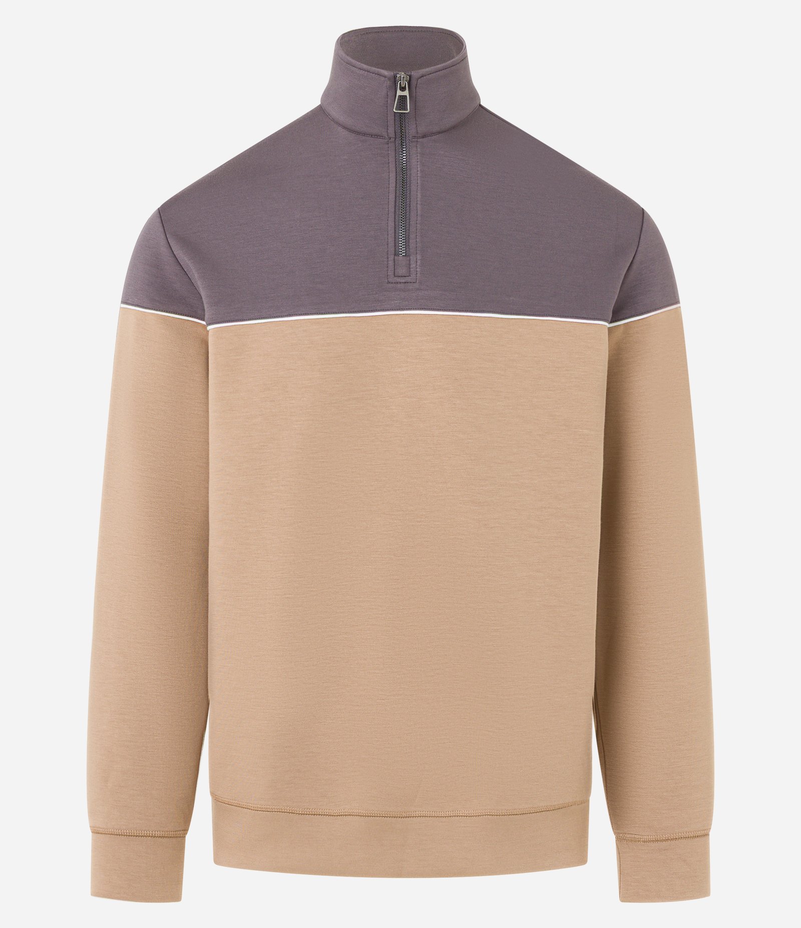 Blusão com Zíper na Gola e Bloco de Cor Marrom 8