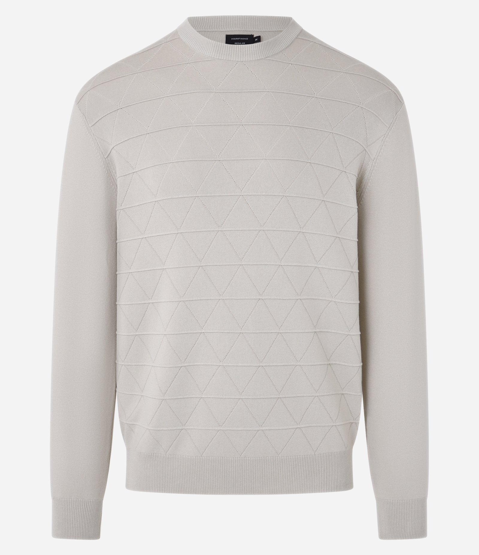 Suéter Regular em Tricô com Gola Redonda Bege 9