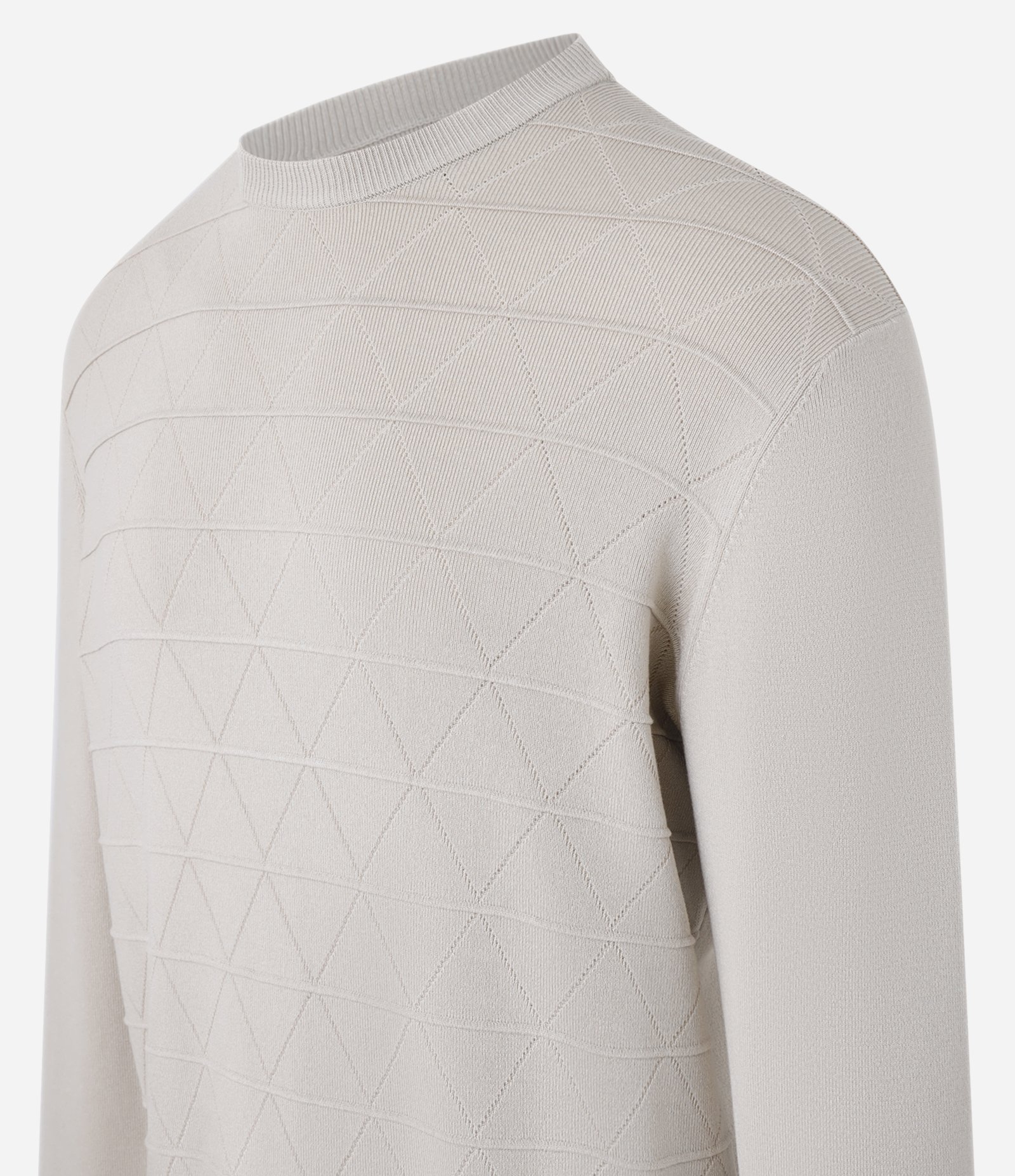 Suéter Regular em Tricô com Gola Redonda Bege 10