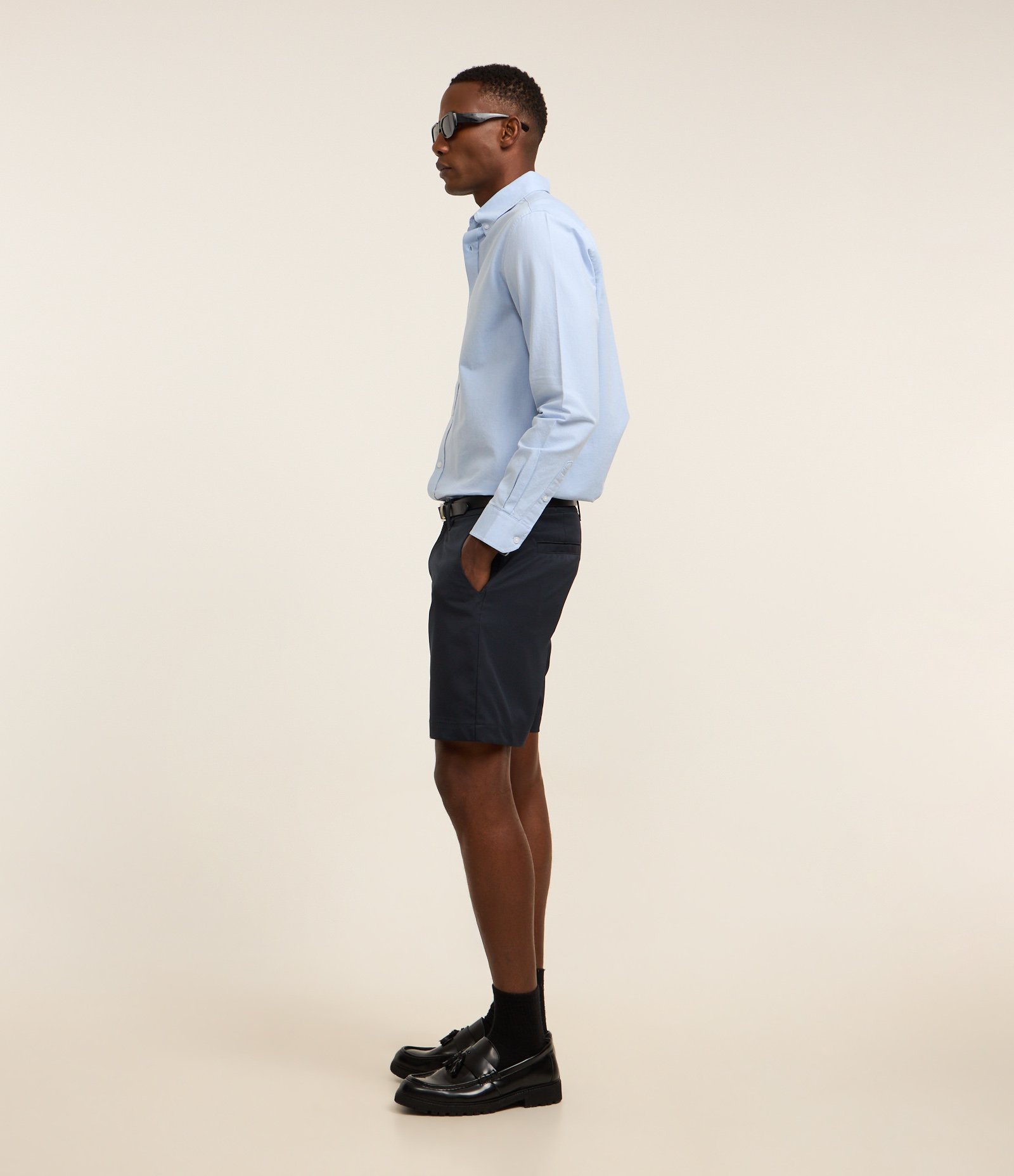 Camisa Regular Básica em Oxford Azul claro 4