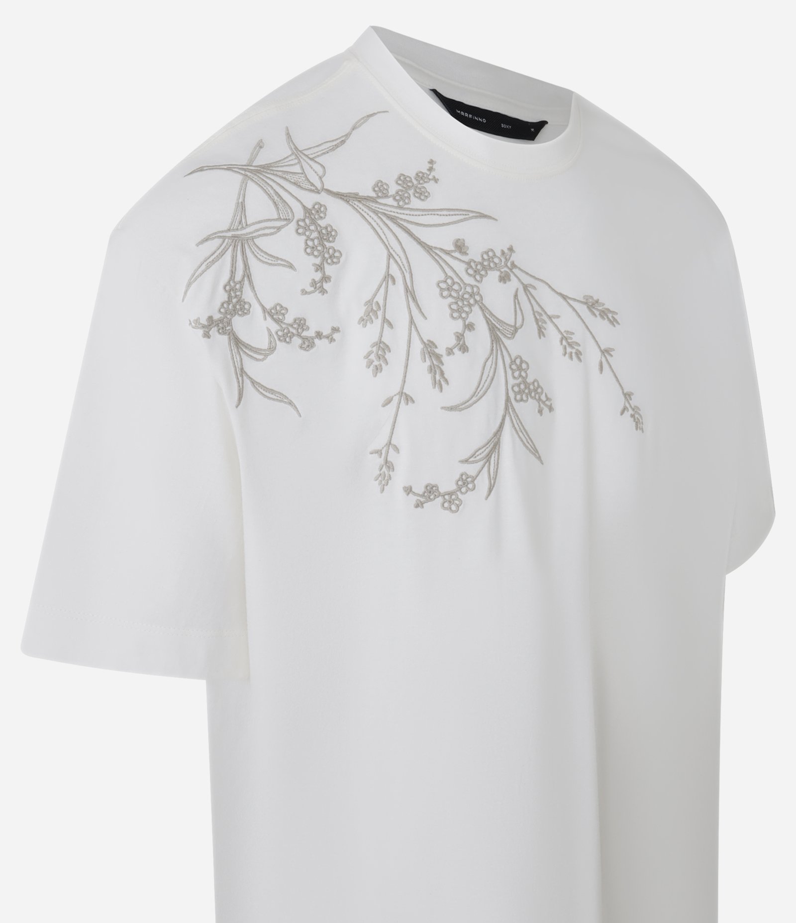 Camiseta Boxy em Algodão com Flor Lateral Bordada Branco 5