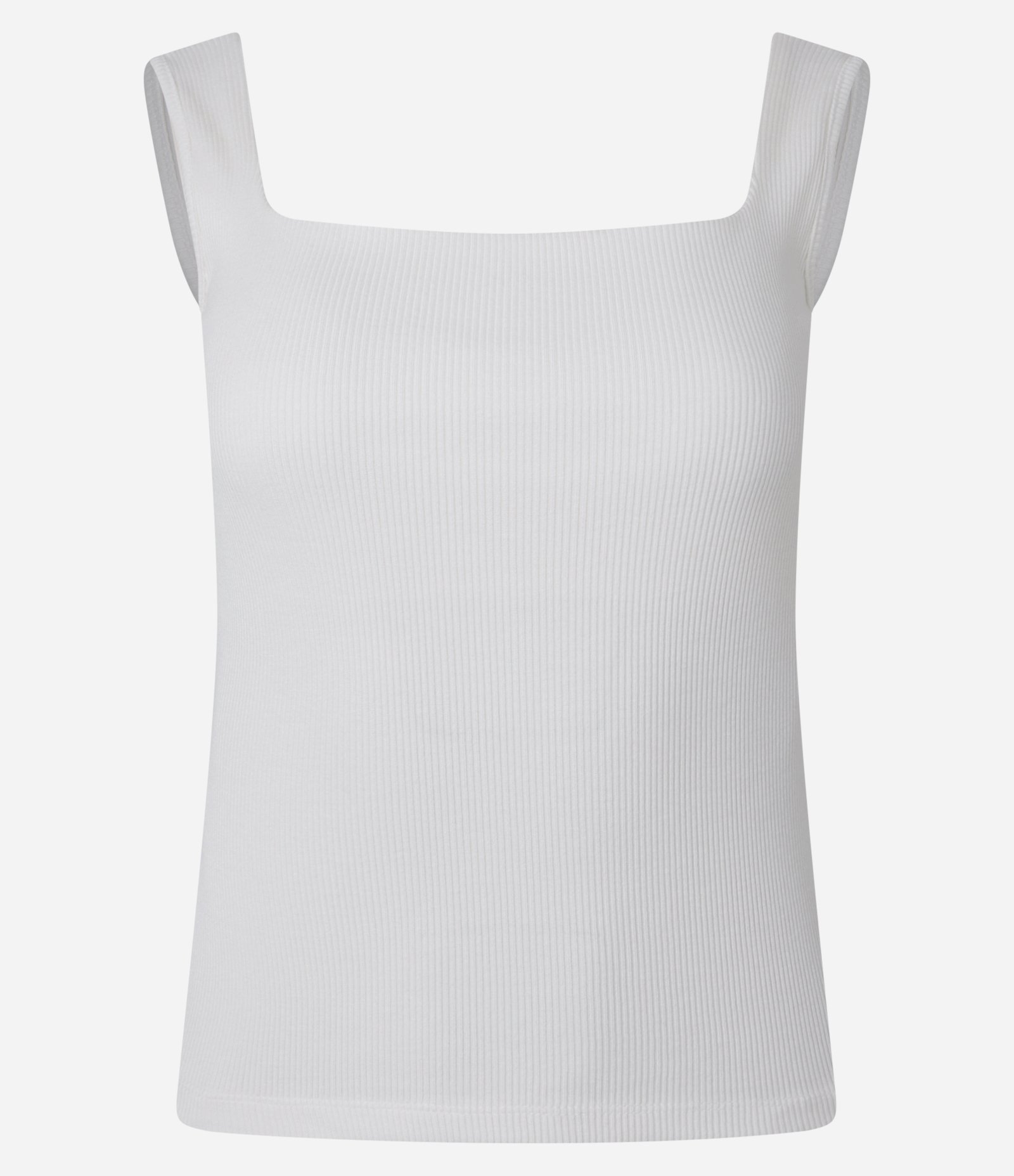 Blusa Sem Manga em Ribana com Decote Quadrado Branco 5