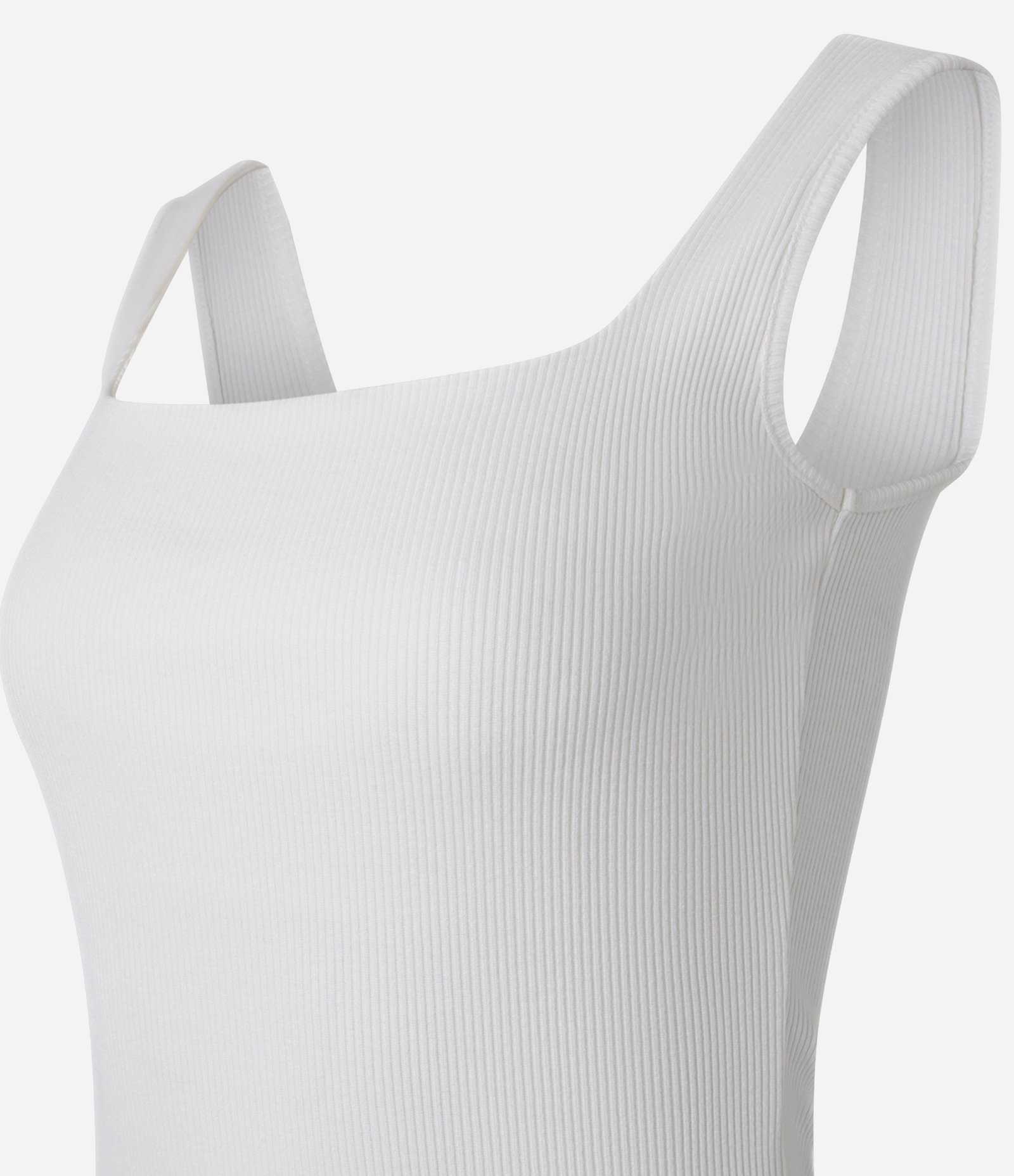 Blusa Sem Manga em Ribana com Decote Quadrado Branco 6