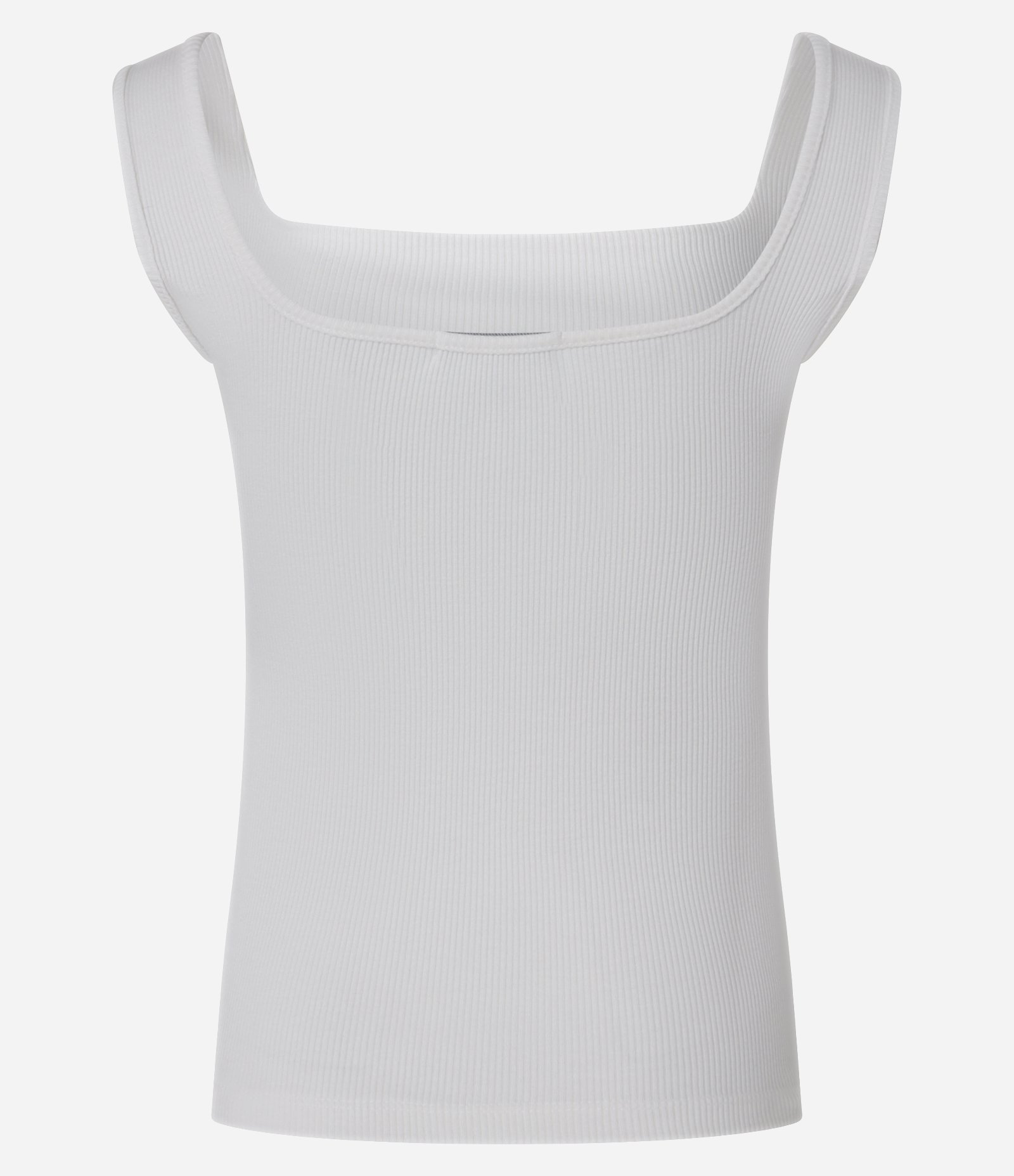Blusa Sem Manga em Ribana com Decote Quadrado Branco 7