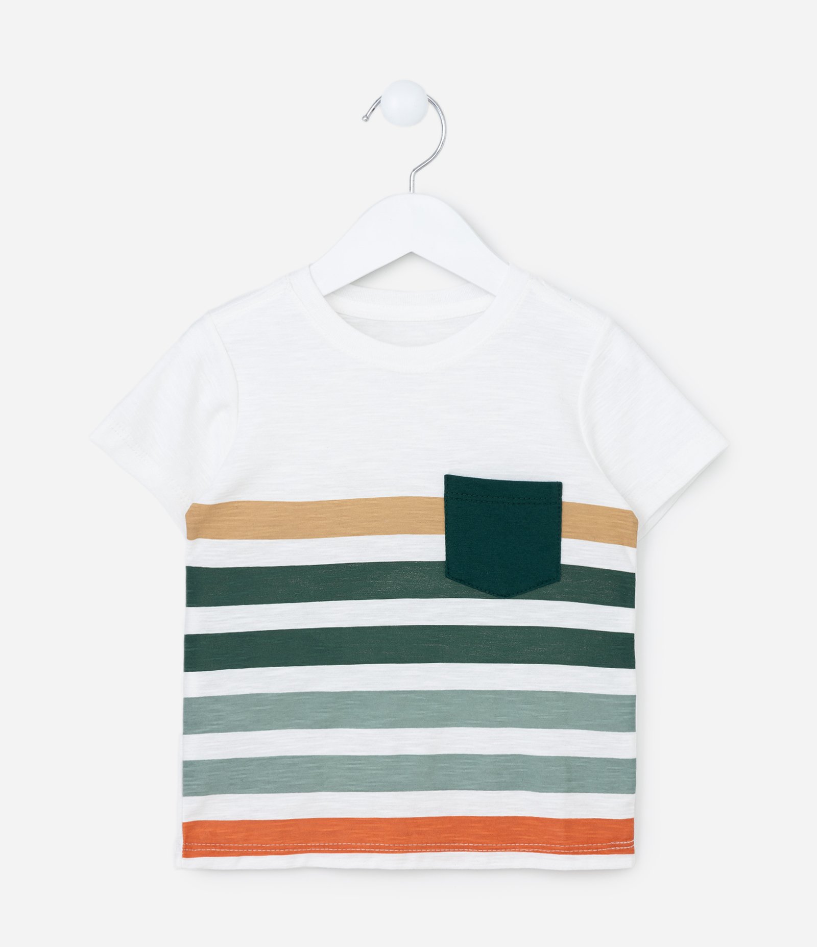 Camiseta Infantil com Bolso e Estampa Listras - Tam 1 a 6 Anos Multicores 1