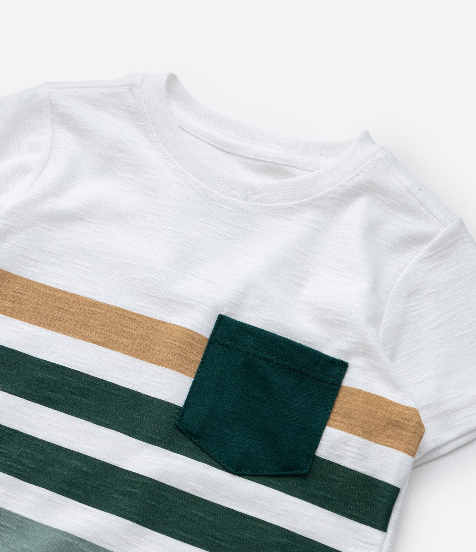 Camiseta Infantil com Bolso e Estampa Listras - Tam 1 a 6 Anos Multicores 4