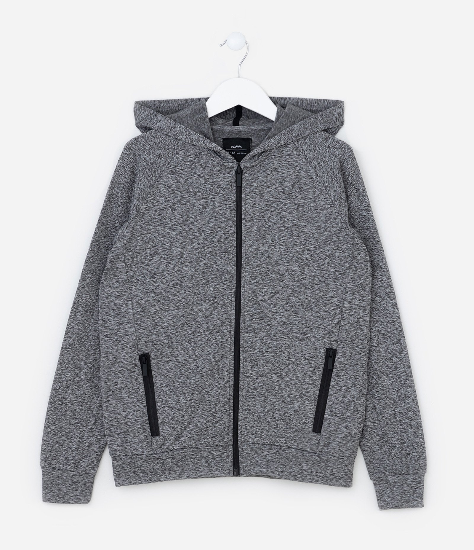 Jaqueta Infantil com Capuz e Bolsos - Tam 5 a 14 Anos Cinza 1