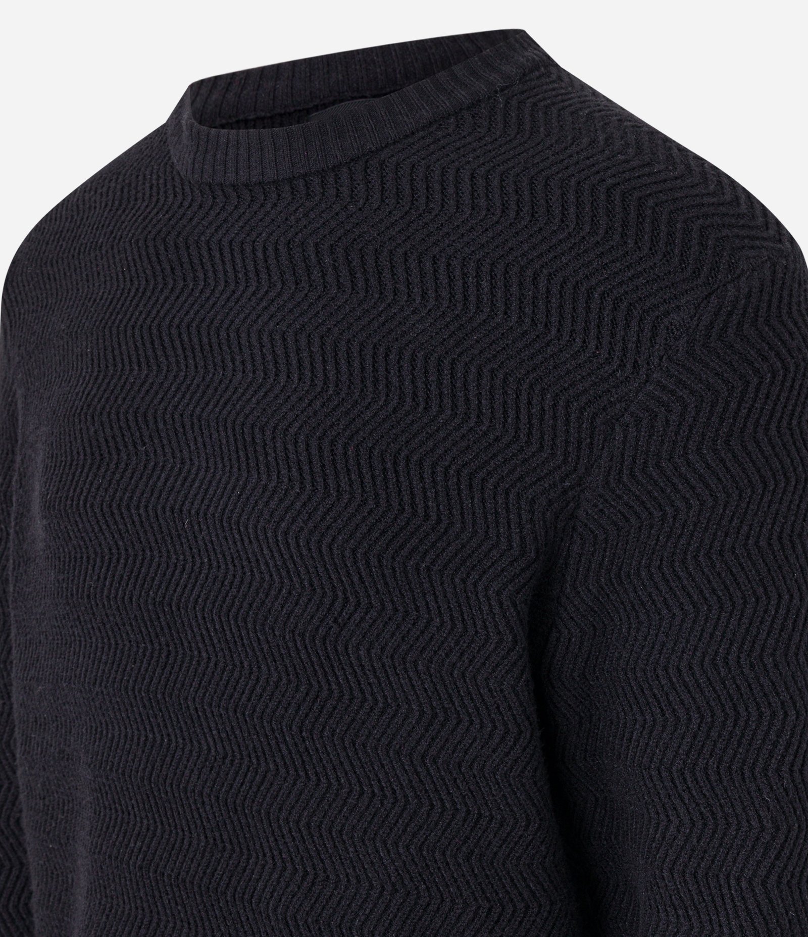 Suéter em Tricô com Textura Zig Zag Preto 8