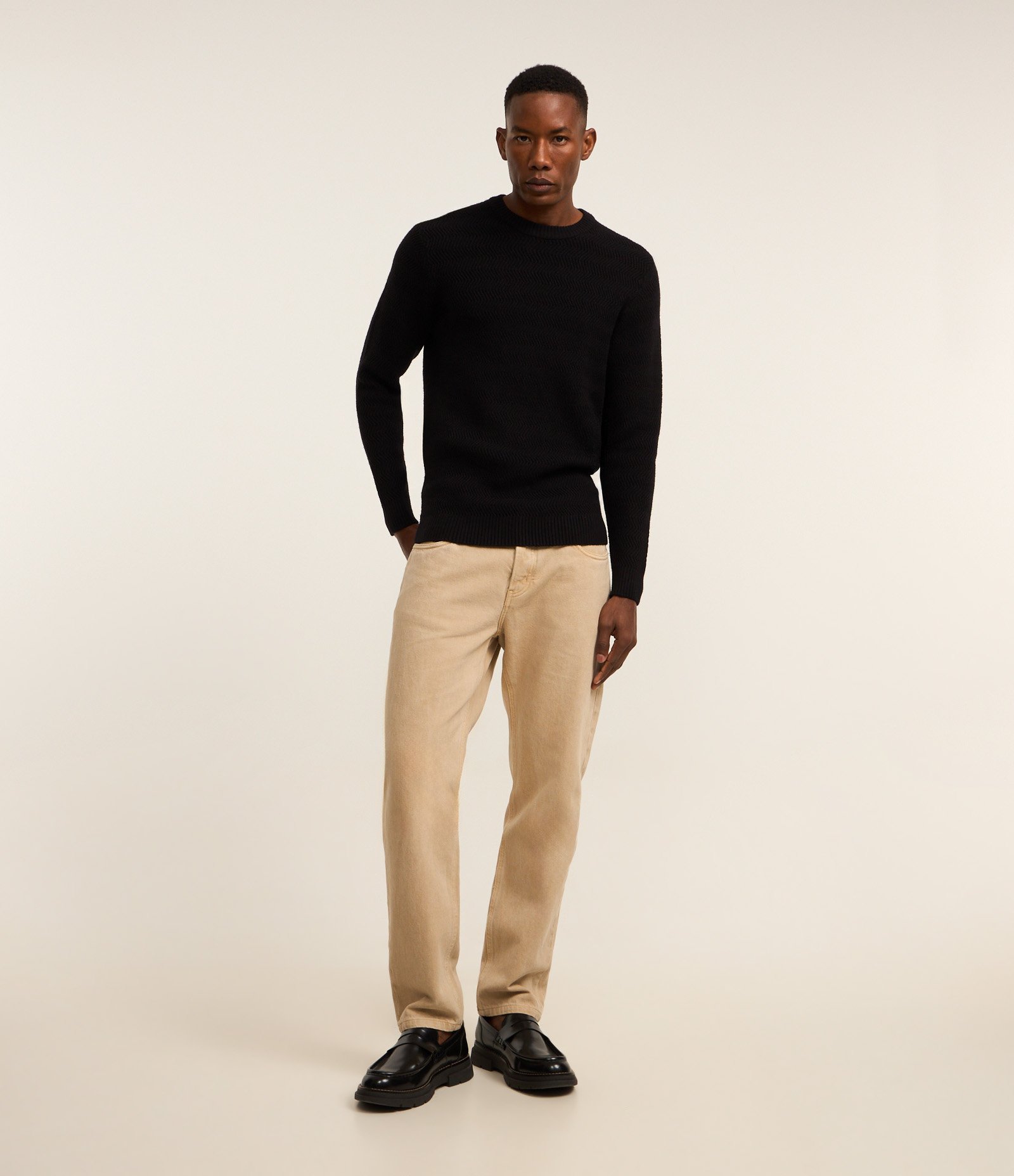 Suéter em Tricô com Textura Zig Zag Preto 2