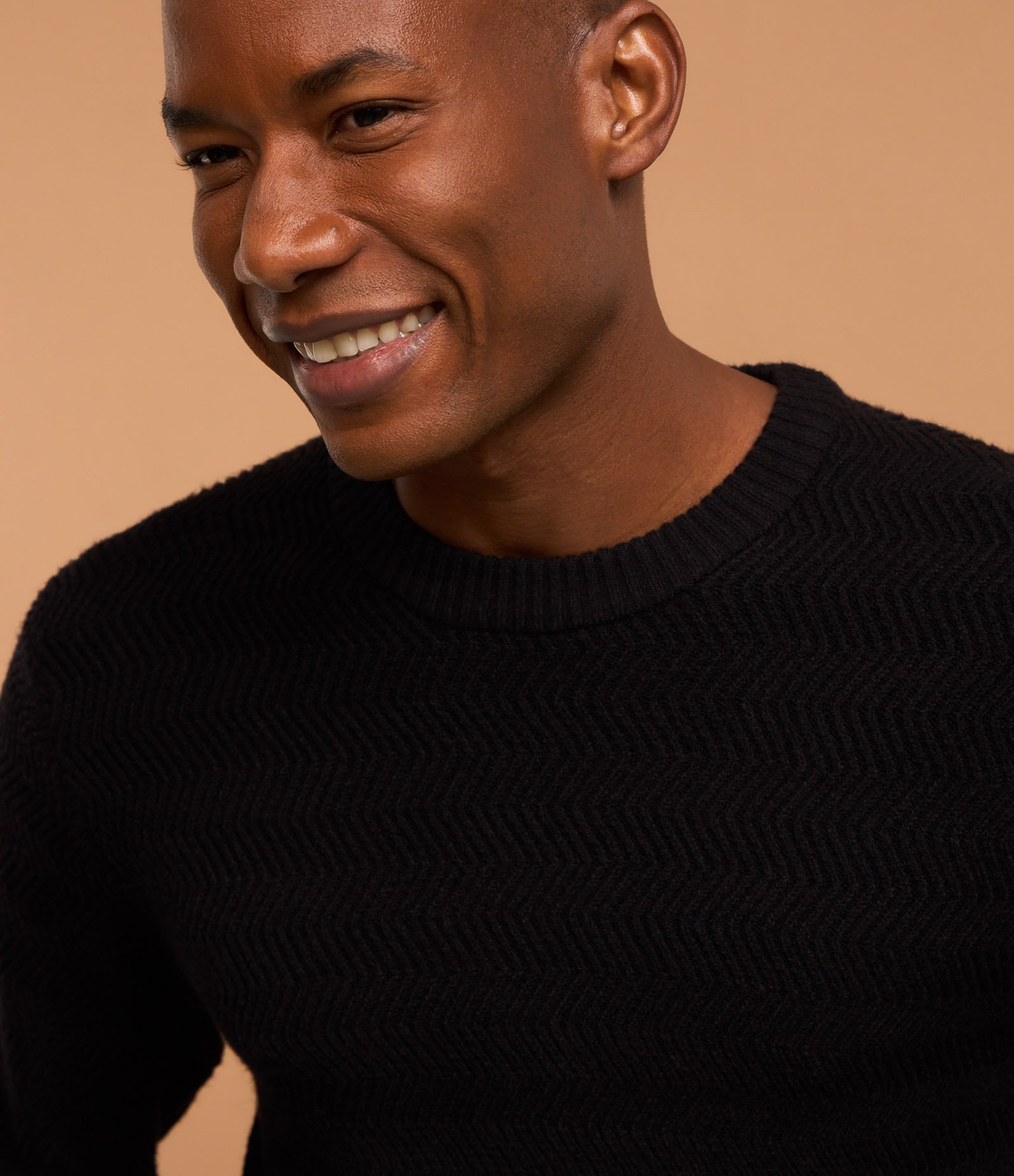 Suéter em Tricô com Textura Zig Zag Preto 3