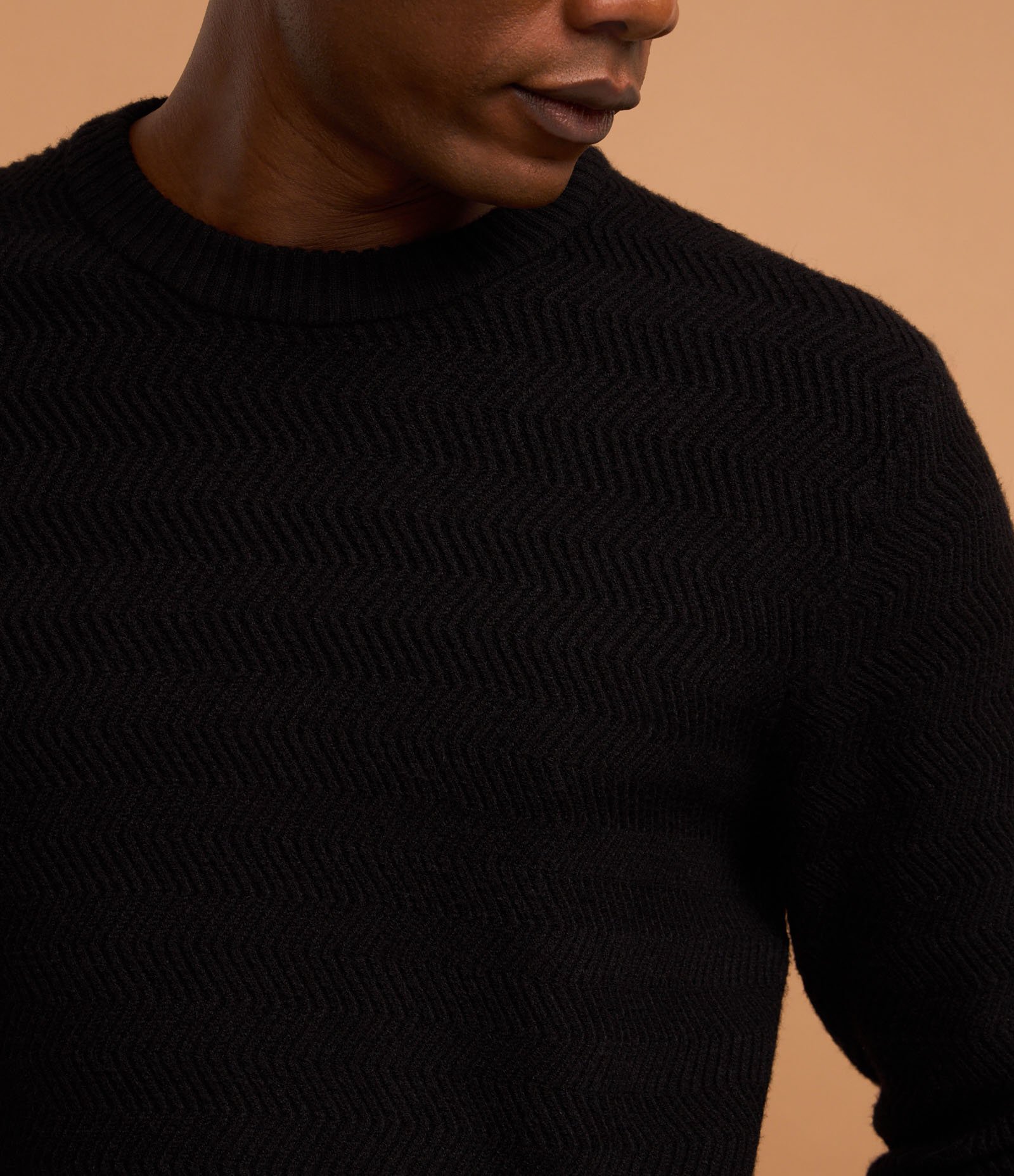 Suéter em Tricô com Textura Zig Zag Preto 4