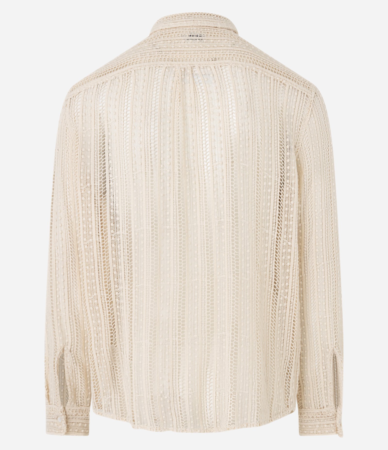Camisa em Algodão com Textura Efeito Renda Bege 11