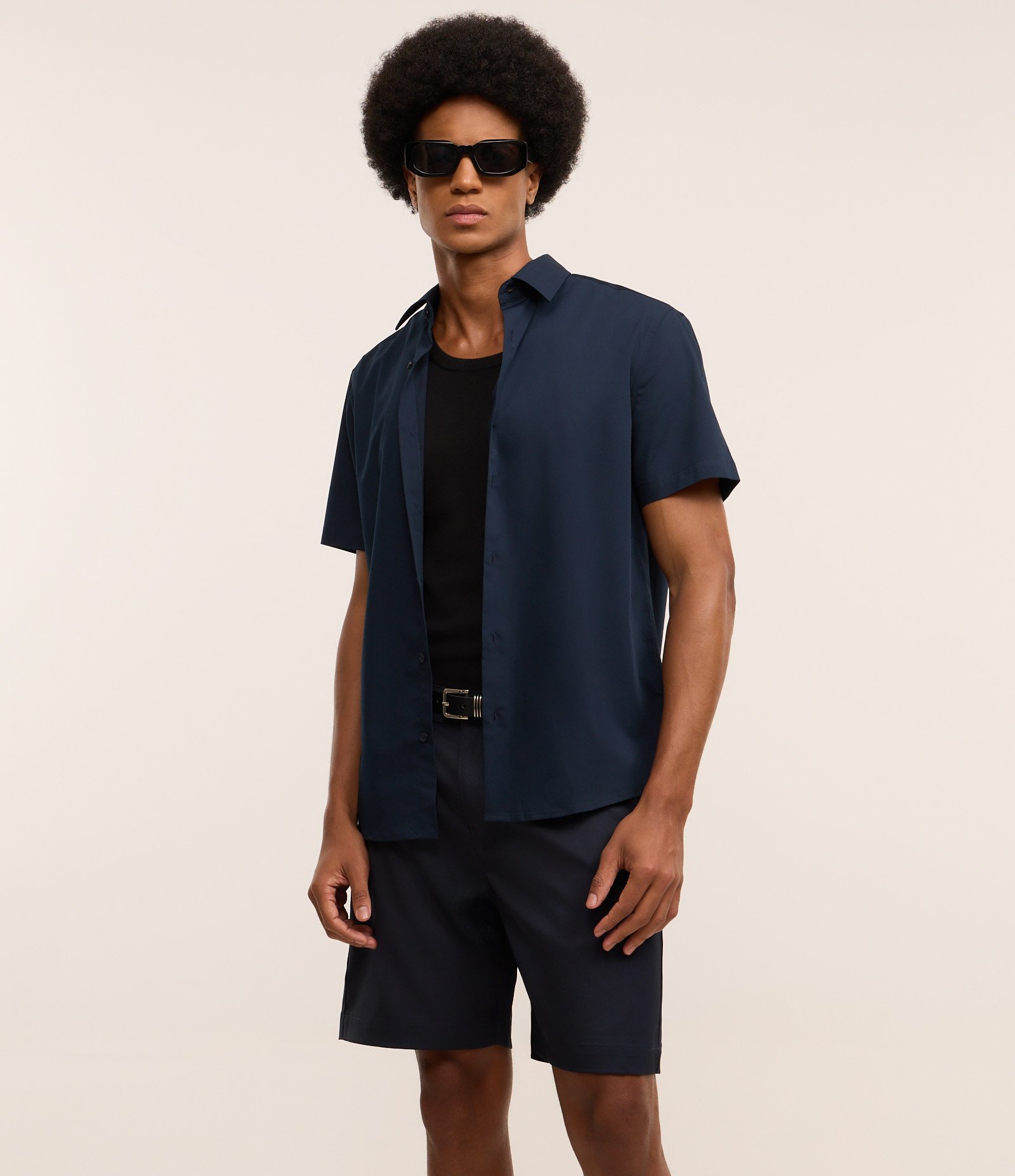 Bermuda Tech Reta em Sarja Azul 3