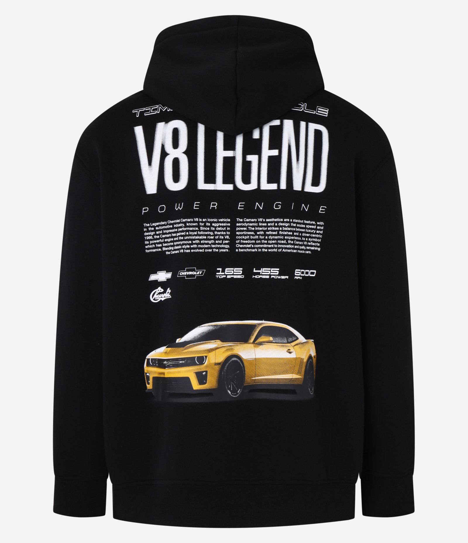 Casaco Relaxed em Fleece com Estampa de Camaro Amarelo Preto 7