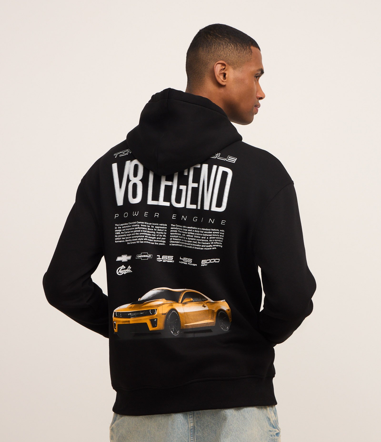 Casaco Relaxed em Fleece com Estampa de Camaro Amarelo Preto 3