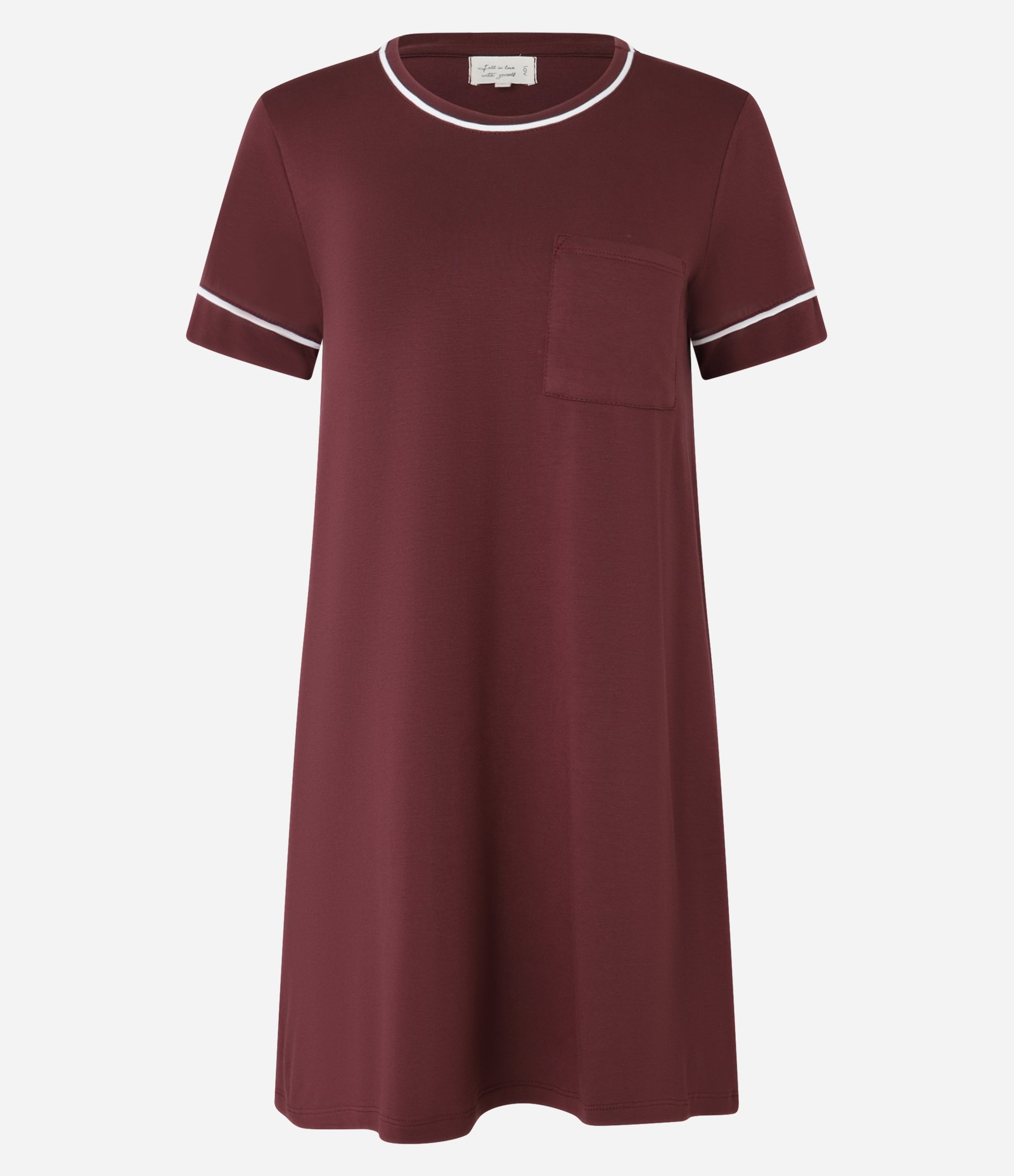 Camisola Manga Curta em Viscose com Detalhes Contrastantes Vermelho 4