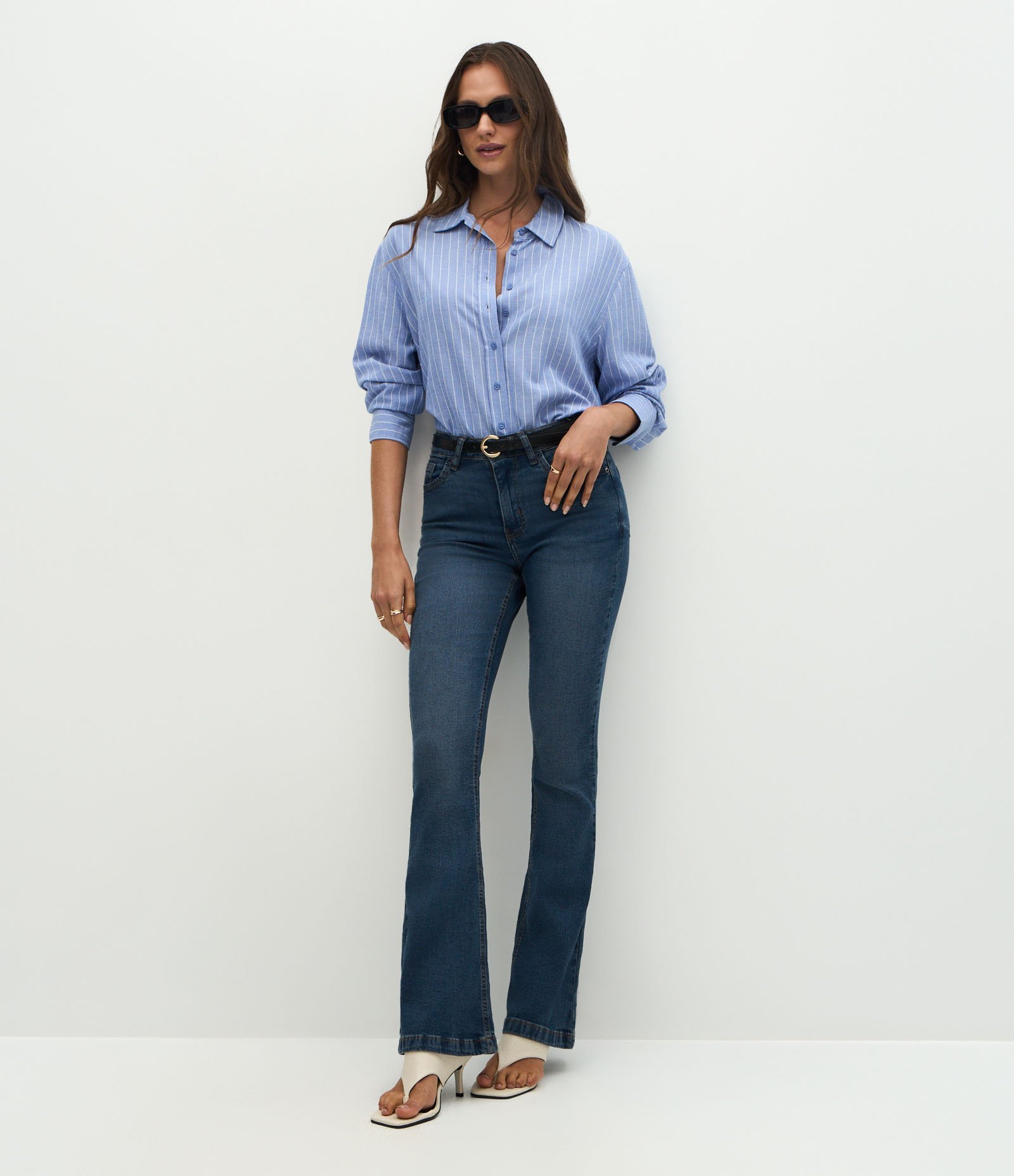 Calça Bootcut Jeans com Elastano e Bolso Relógio Azul 1