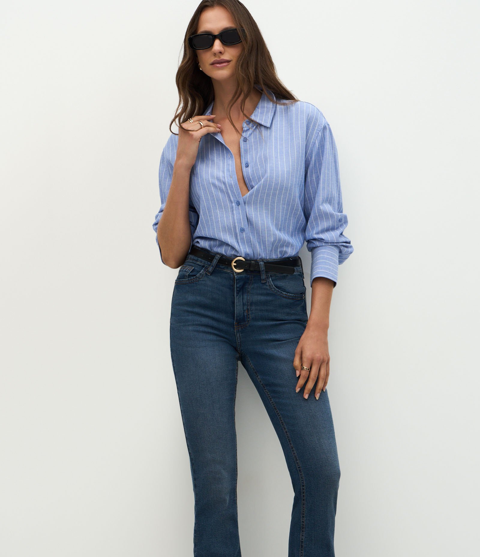 Calça Bootcut Jeans com Elastano e Bolso Relógio Azul 2