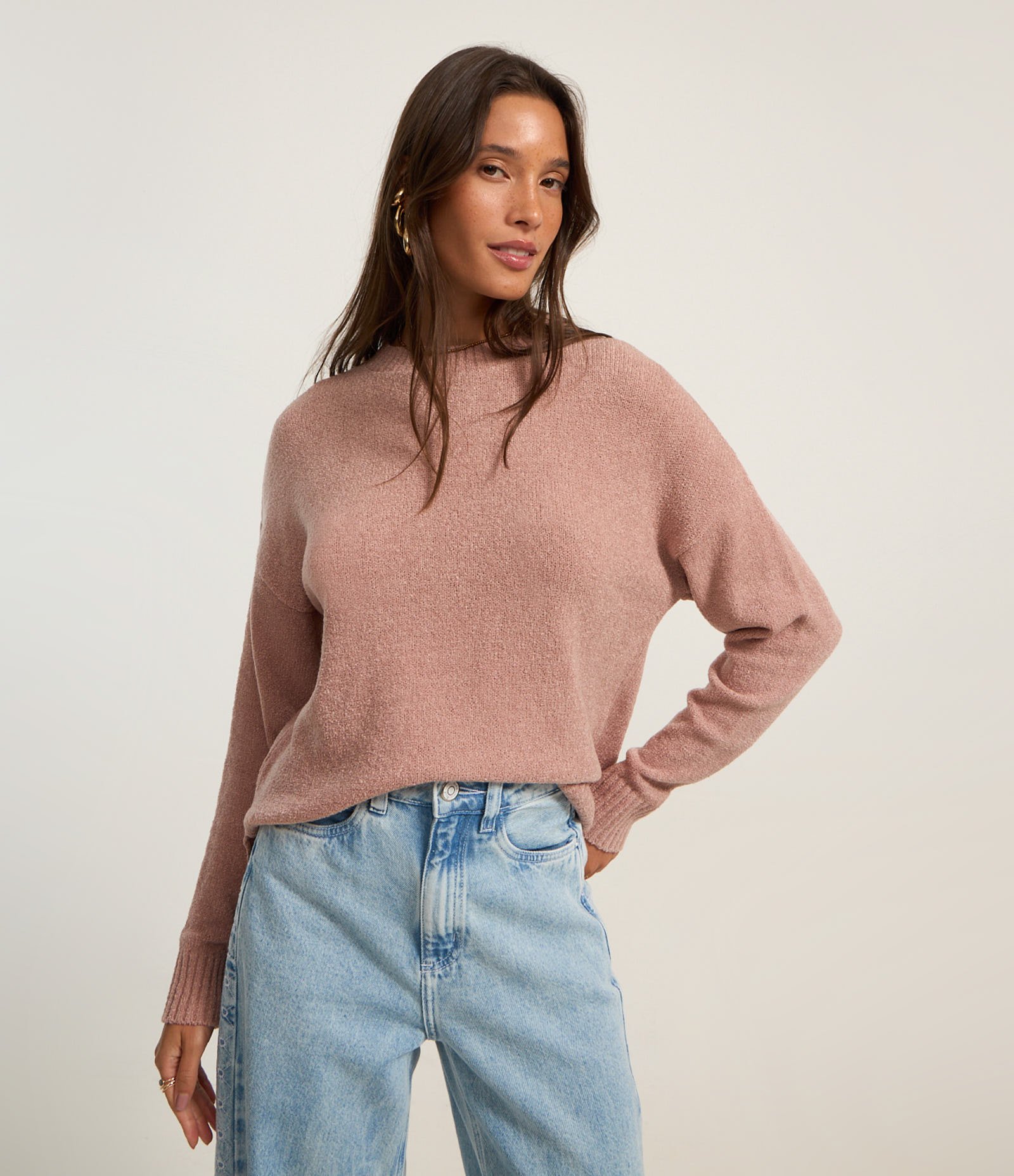 Suéter em Tricô Texturizado com Cava Deslocada 1