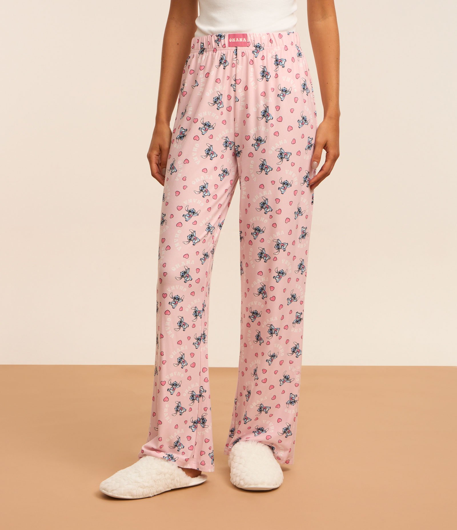 Calça de Pijama com Toque Suave e Estampa Stitch Rosa 2