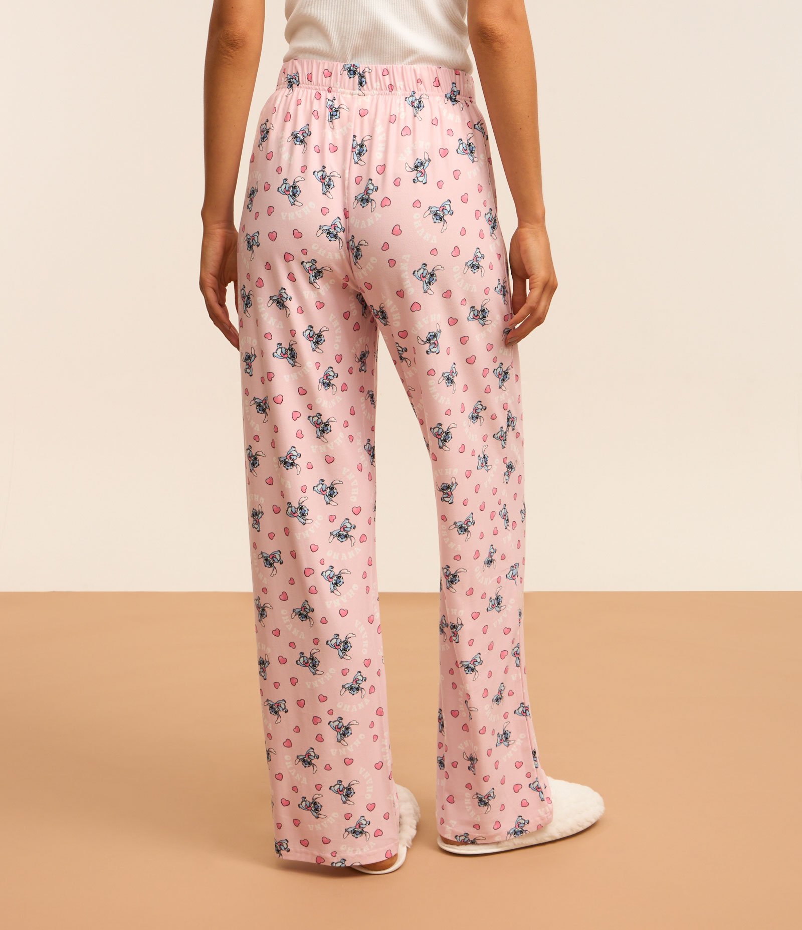 Calça de Pijama com Toque Suave e Estampa Stitch Rosa 3