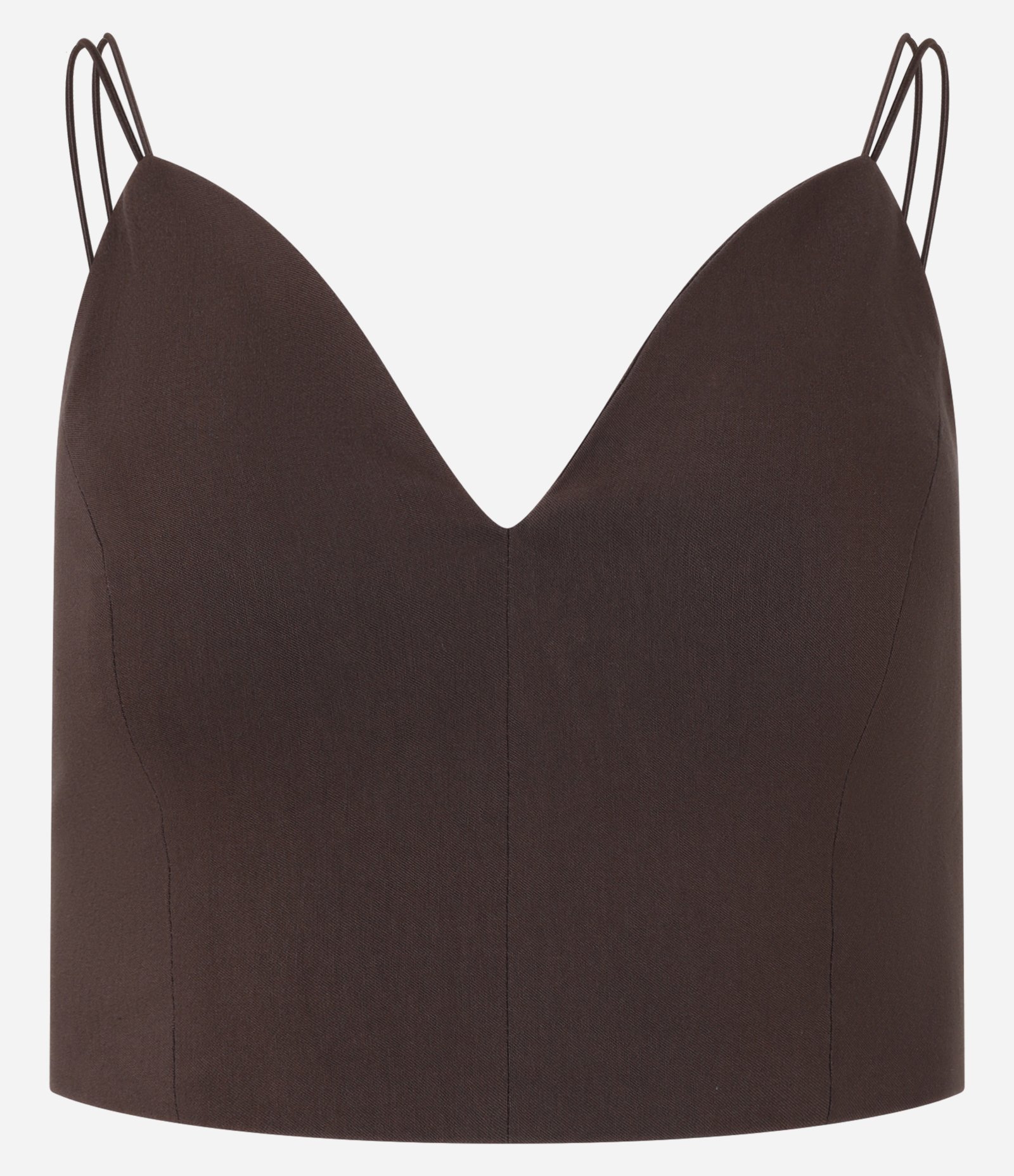 Blusa Cropped Corset em Bengaline com Decote V Marrom 5