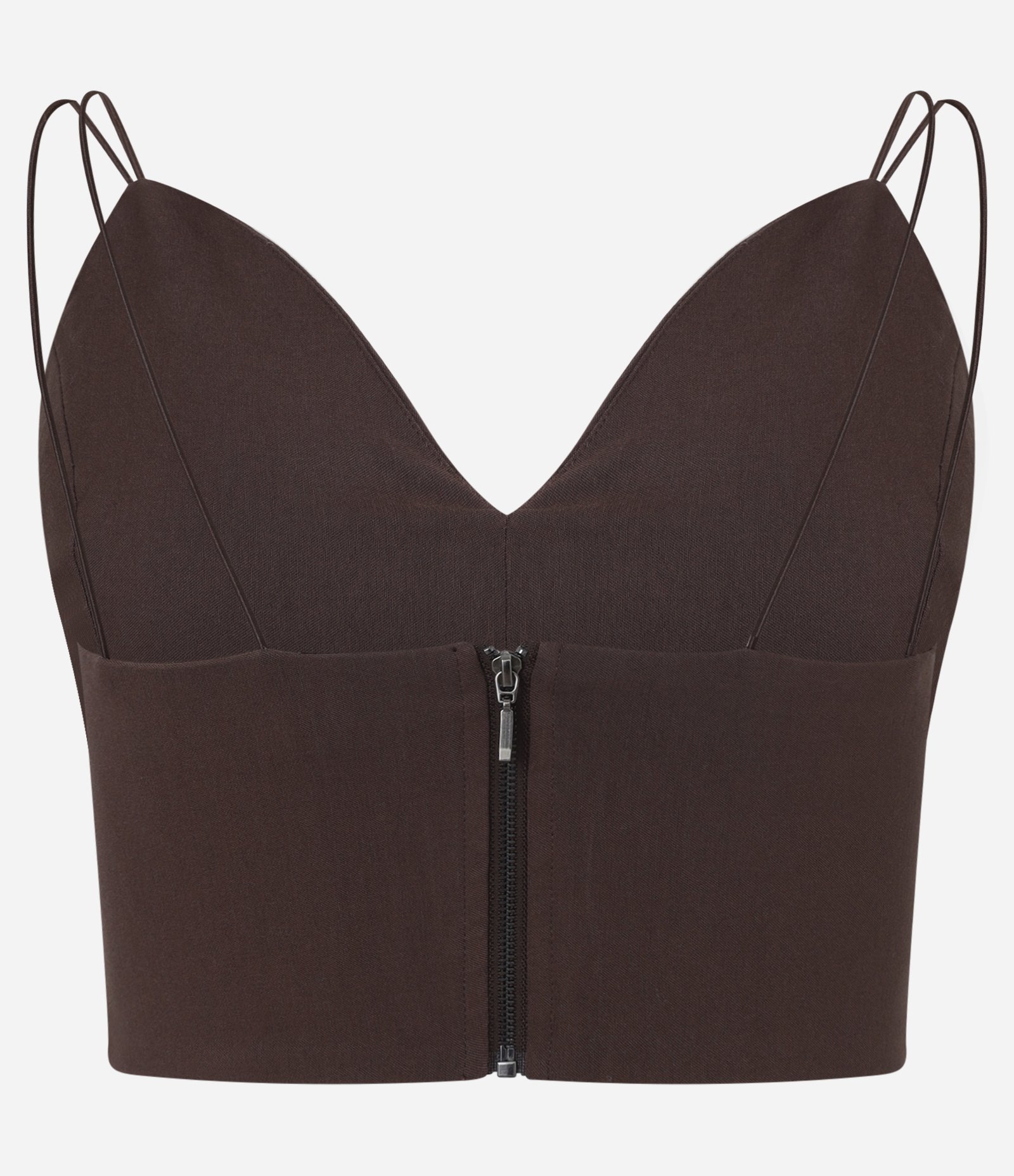 Blusa Cropped Corset em Bengaline com Decote V Marrom 6