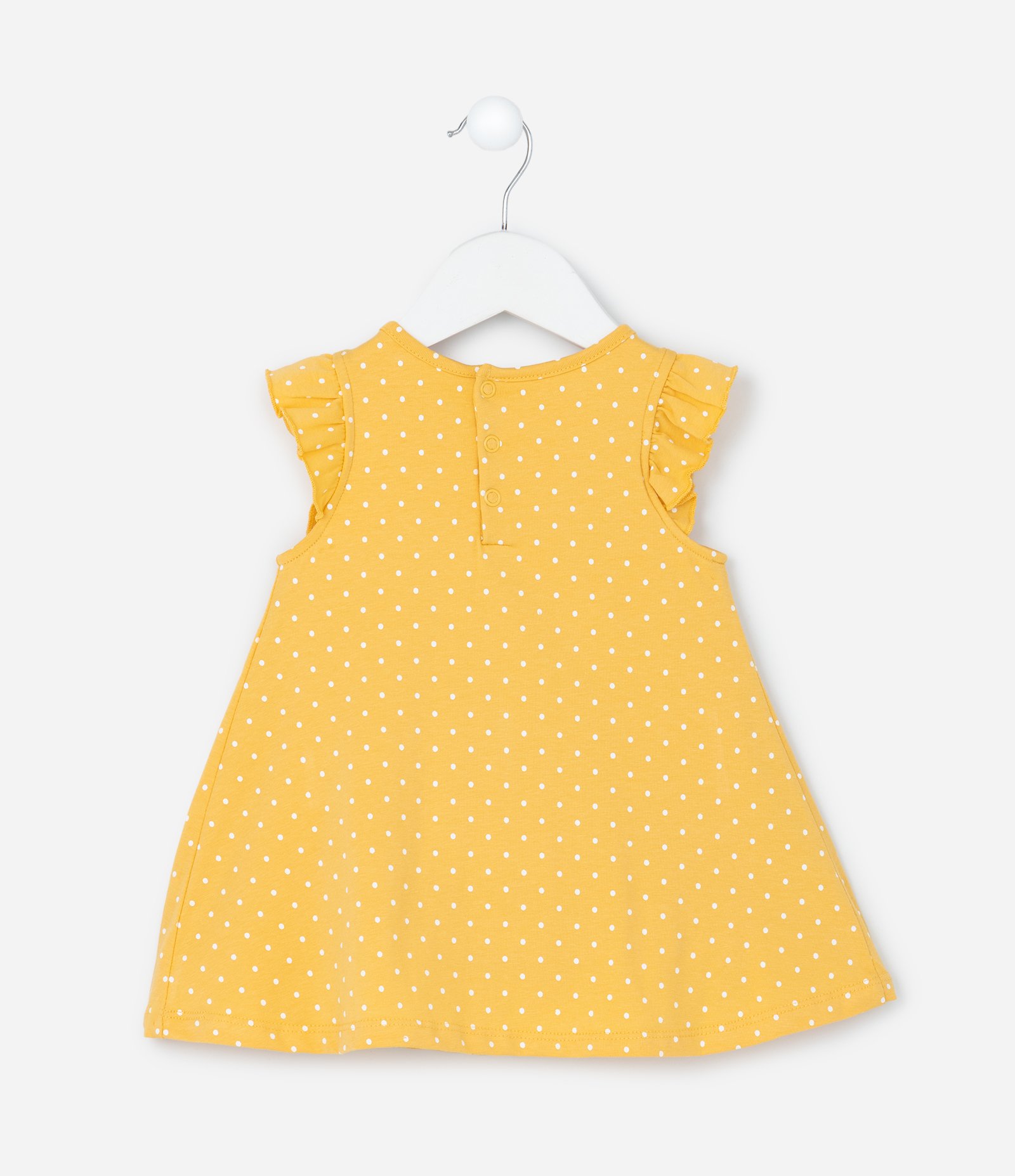 Vestido Body Infantil com Estampa Poá e Bordado de Margarida - Tam 0 a 18 meses Amarelo 2