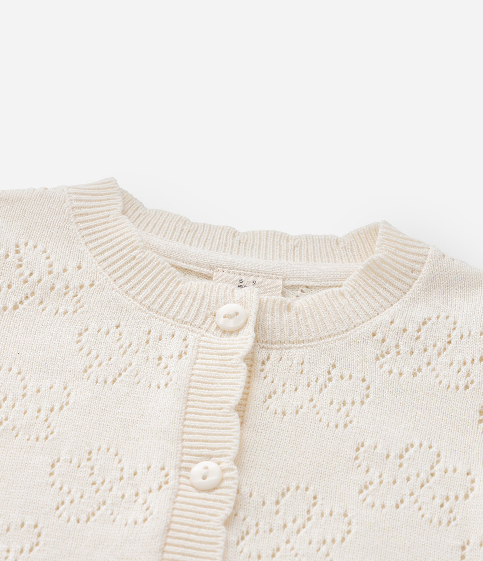Cardigan Infantil com Efeito Tricô de Flores Ponto Aberto - Tam RN a 18 Meses Off White 4
