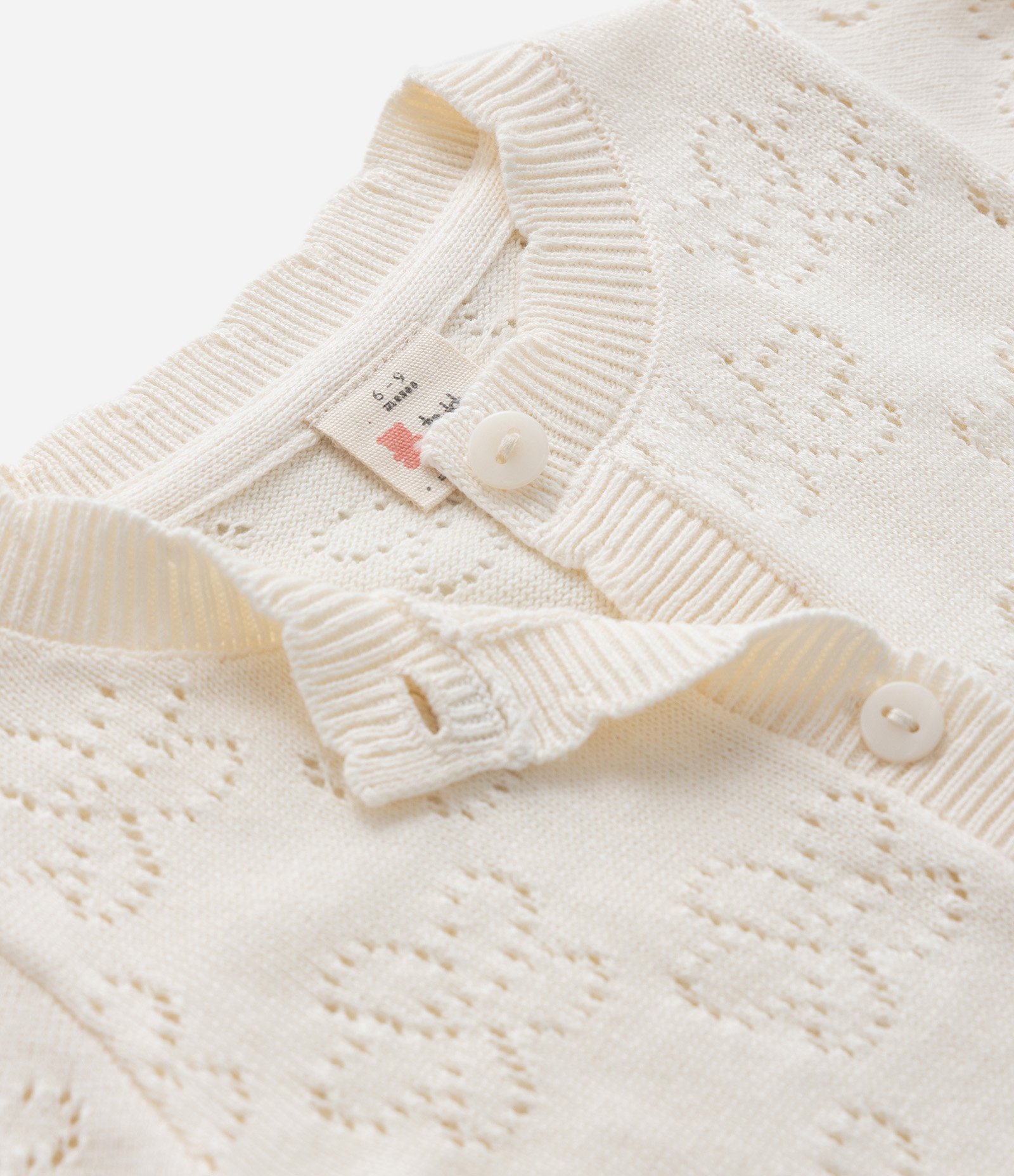 Cardigan Infantil com Efeito Tricô de Flores Ponto Aberto - Tam RN a 18 Meses Off White 5
