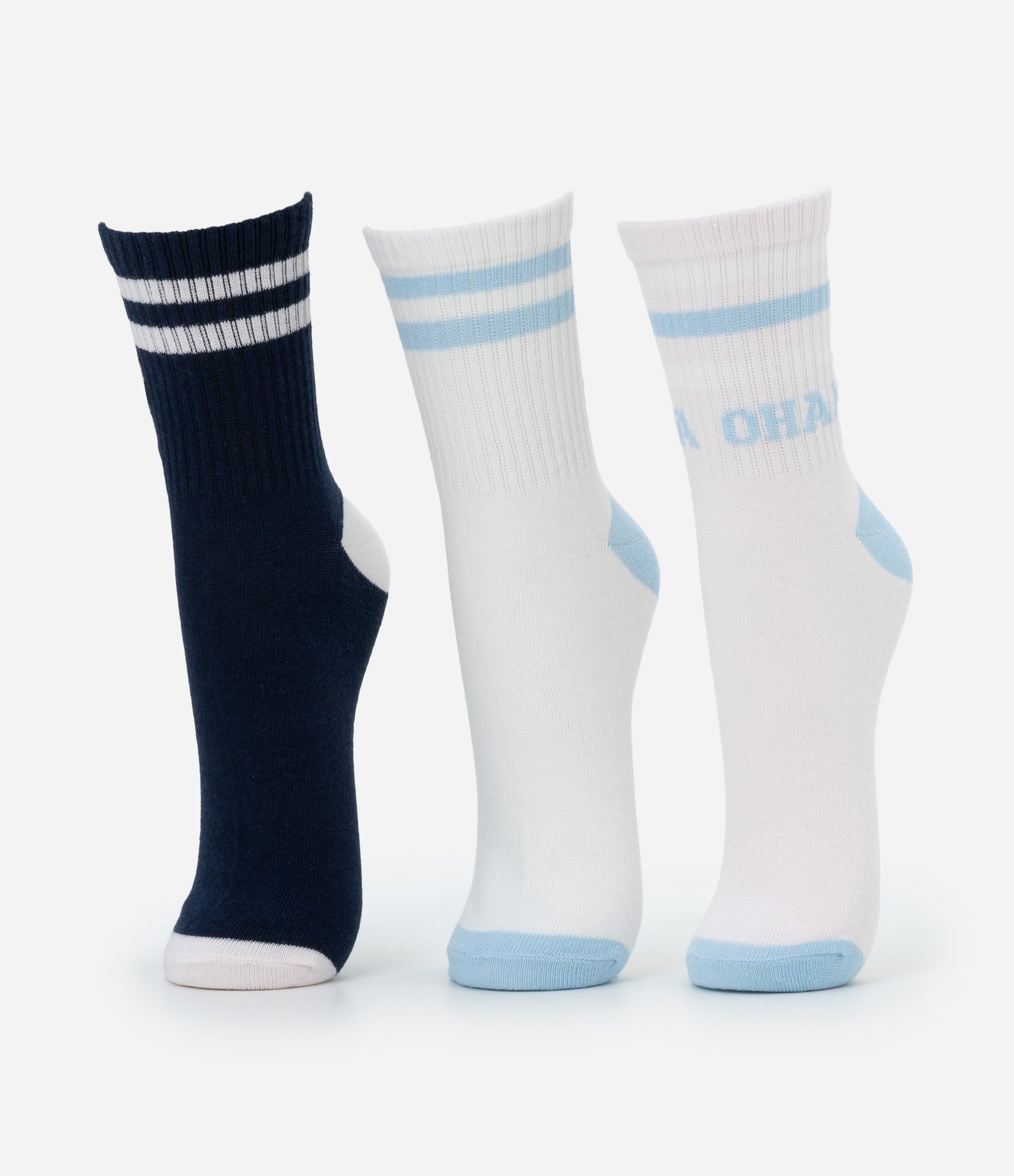 Kit 03 Meias Cano Médio em Algodão com Bordado Stitch e Angel Branco/Preto/Rosa Claro 3